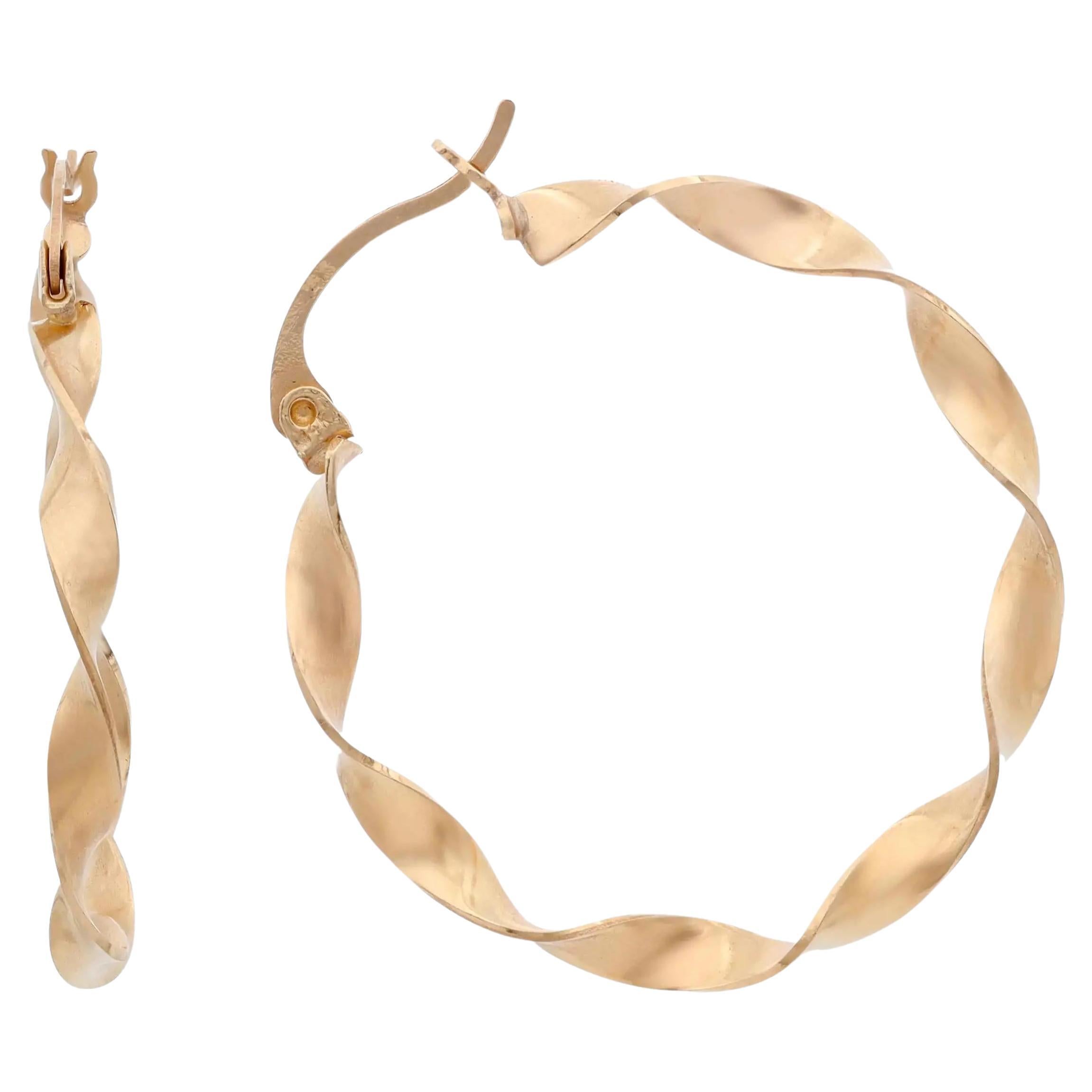 Rachel Kone Twisted Hoop Hollow Earrings 14k Yellow Gold