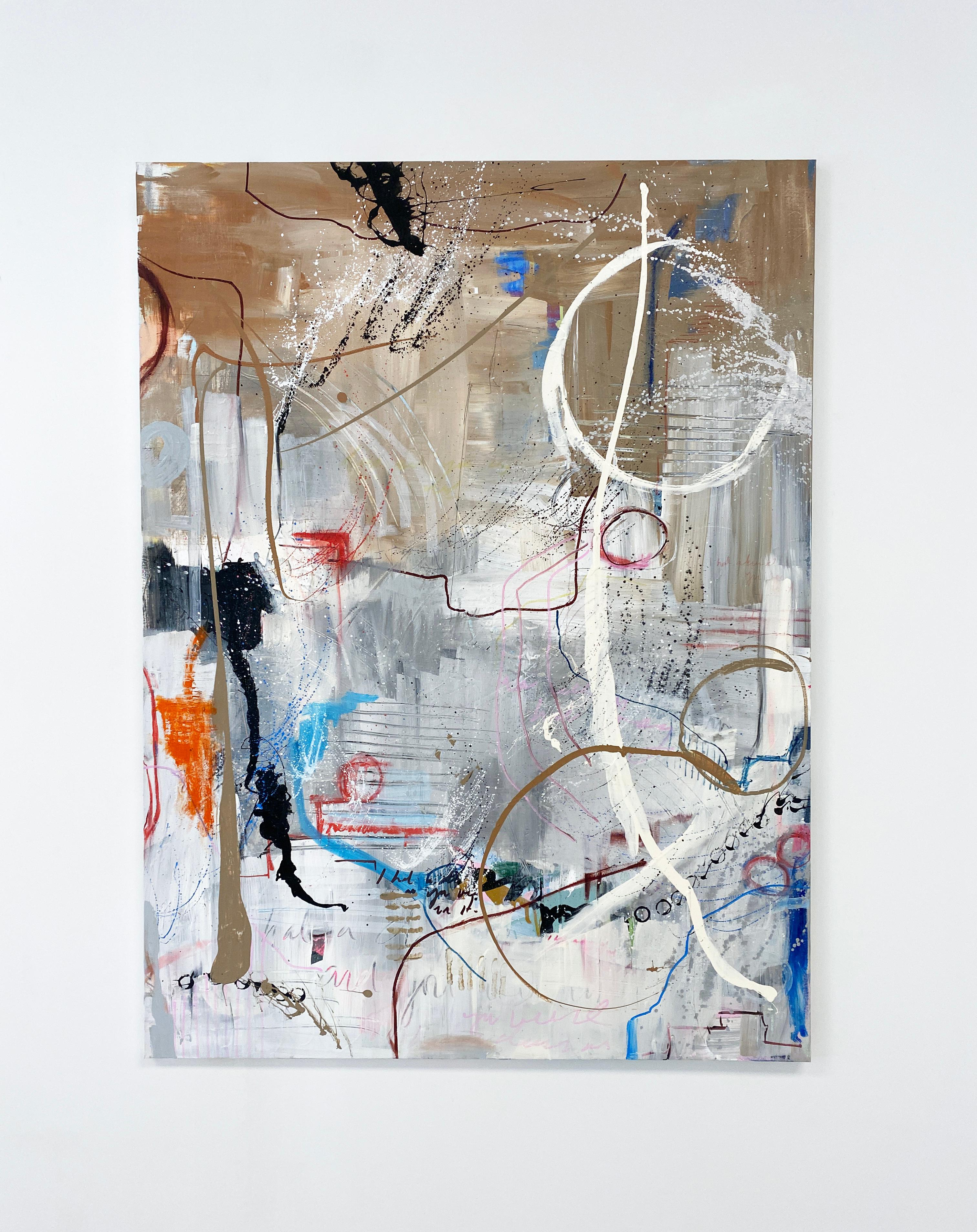 Abstraktes, farbenfrohes Gemälde von Rachel M. Mac, „Dreams, 4“ im Angebot 1