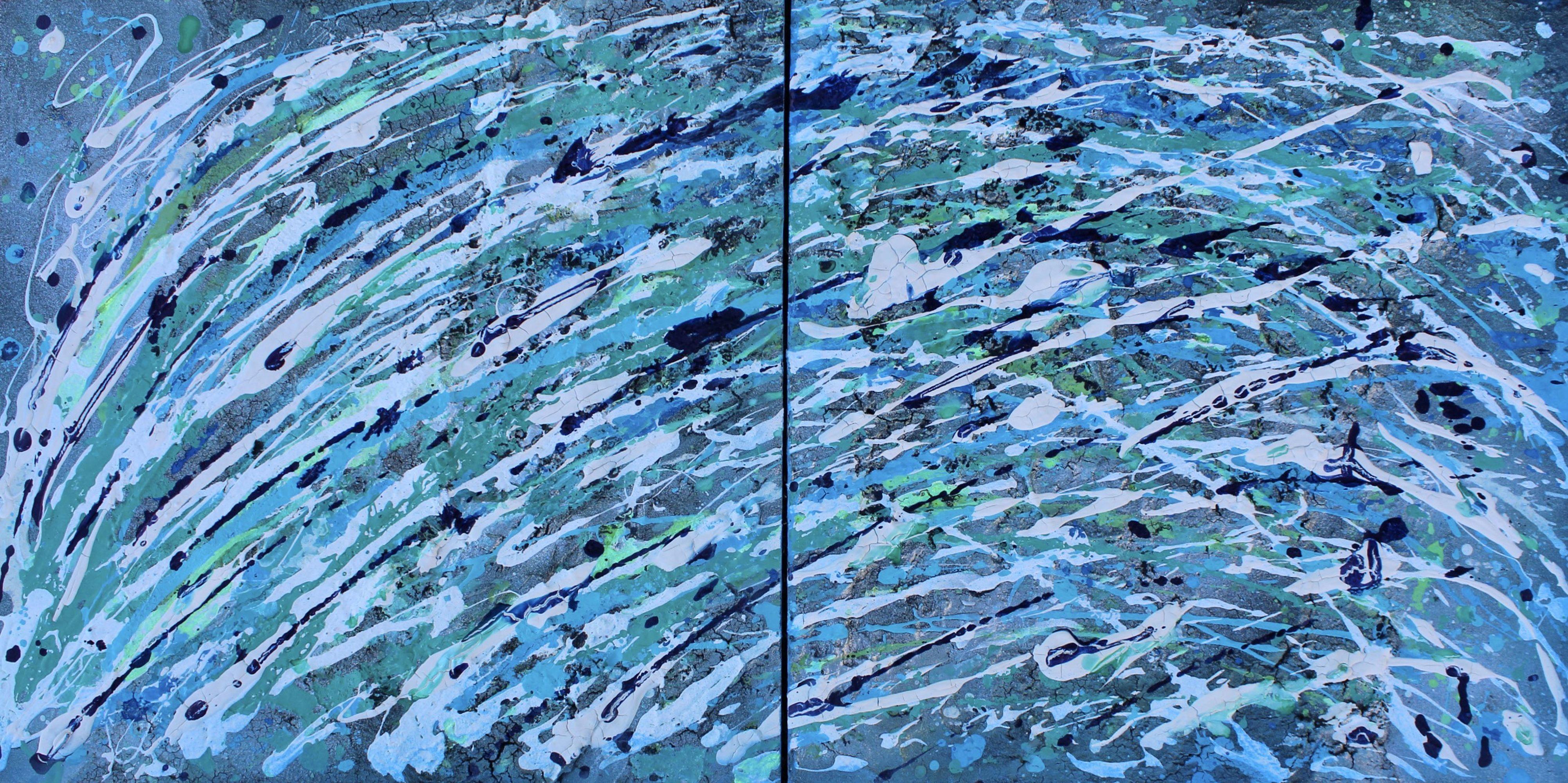 Abstract Painting di Rachel McCullock - Traversata atlantica, Pittura, Acrilico su pannello di Wood