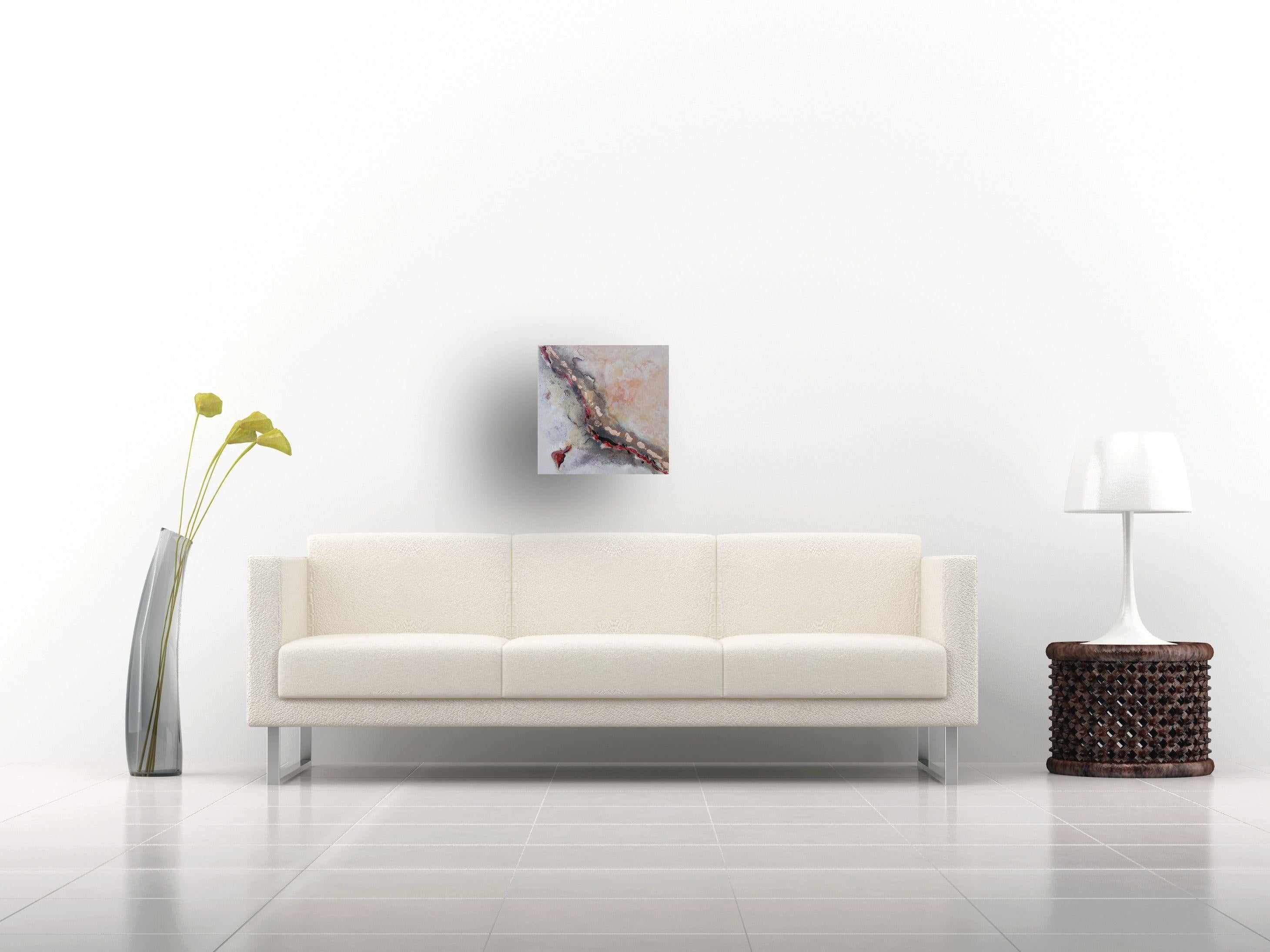 McCullock's innovative use of mixed media has been deployed to create this stunning square abstract paining. Guaranteed to provide the wow factor to any wall. Finished with both high gloss resin detail and bronze metal leaf to give a highly