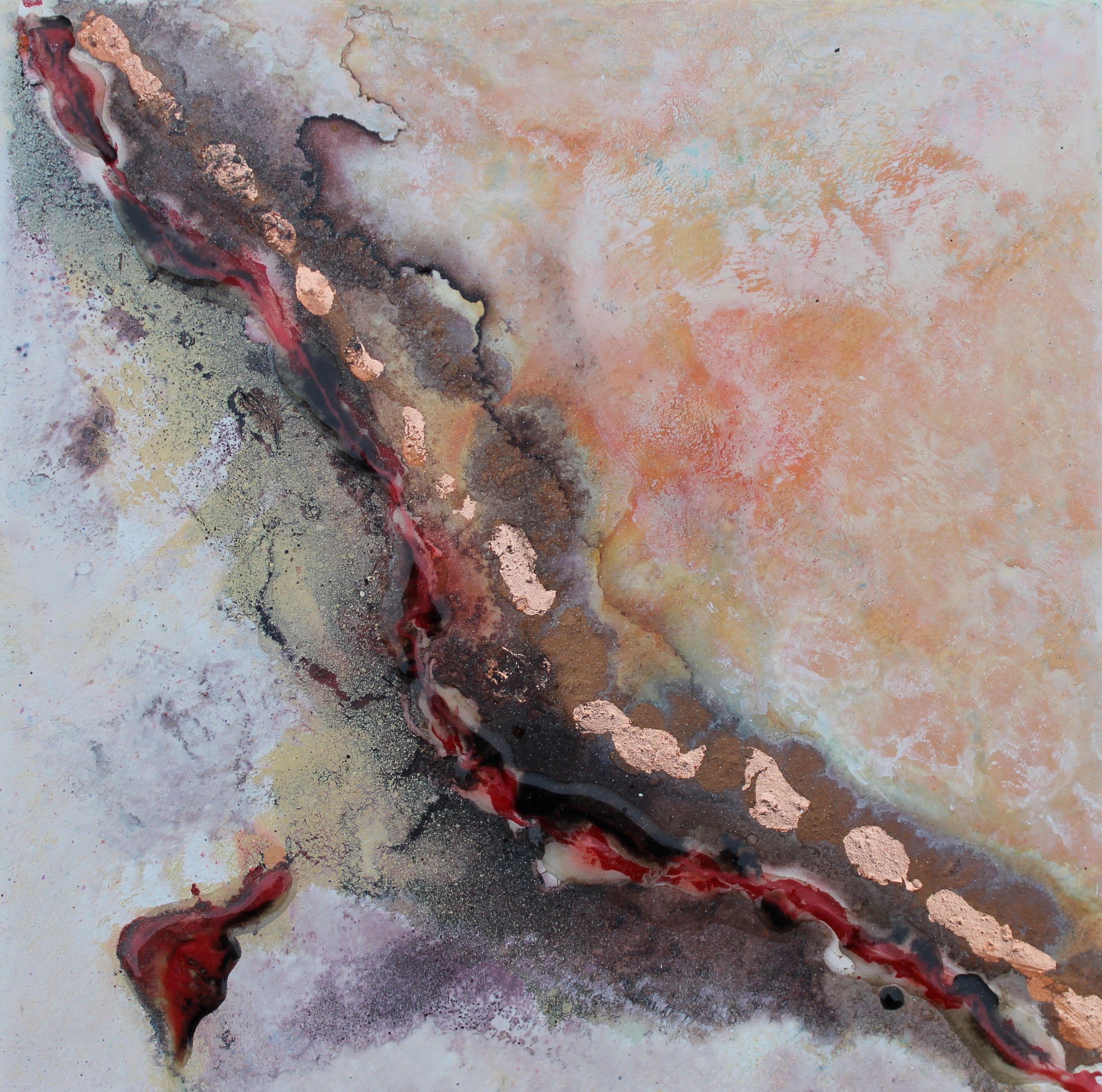 Rachel McCullock Abstract Painting - Copperstream, Painting, Acrylic on Wood Panel