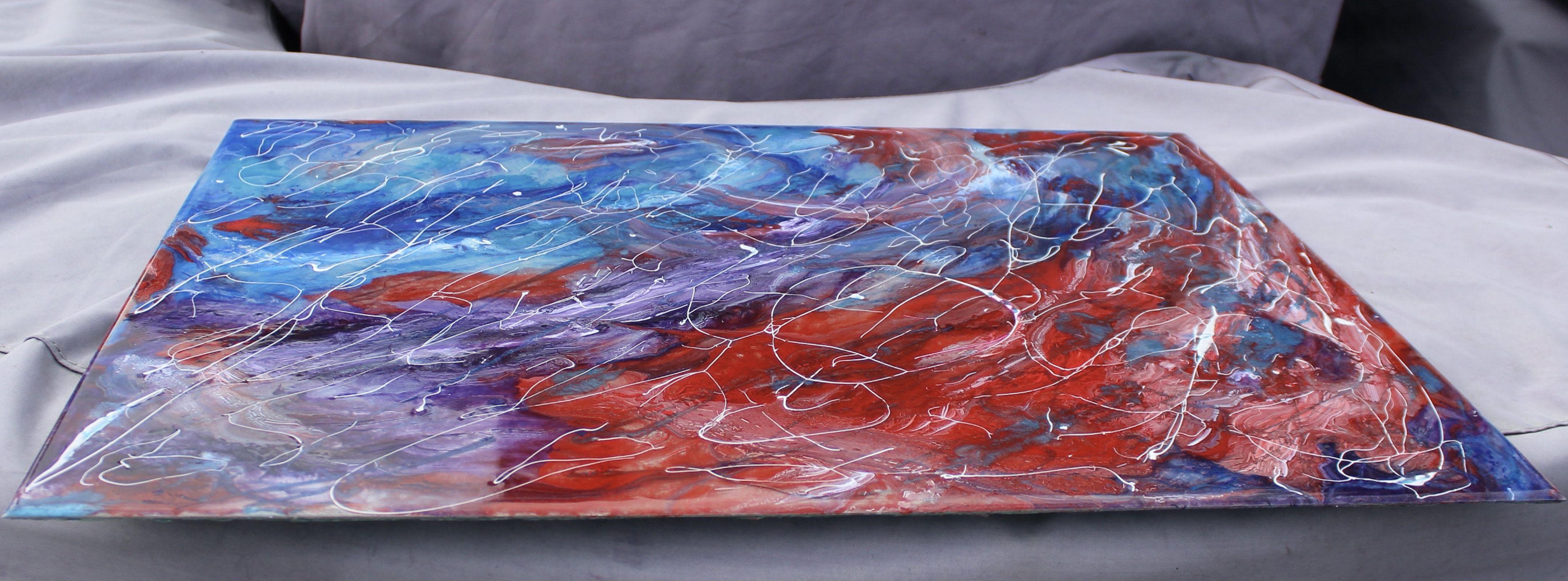 Feuer und Wasser, Malerei, Acryl auf Metall – Painting von Rachel McCullock