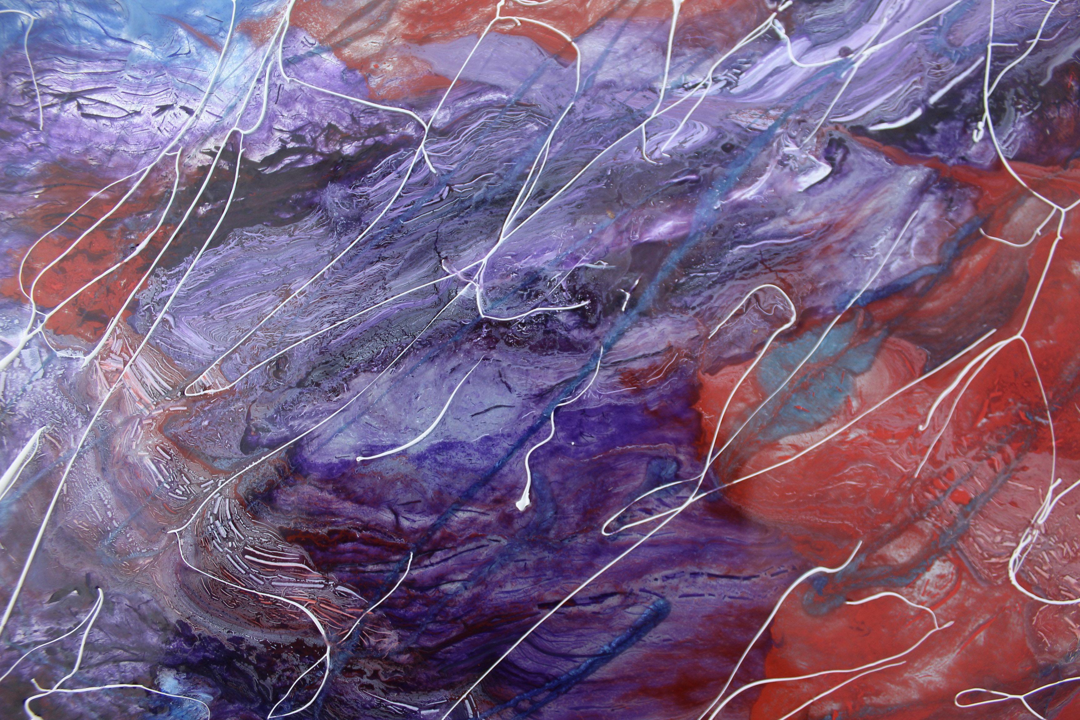 Feuer und Wasser, Malerei, Acryl auf Metall (Grau), Abstract Painting, von Rachel McCullock
