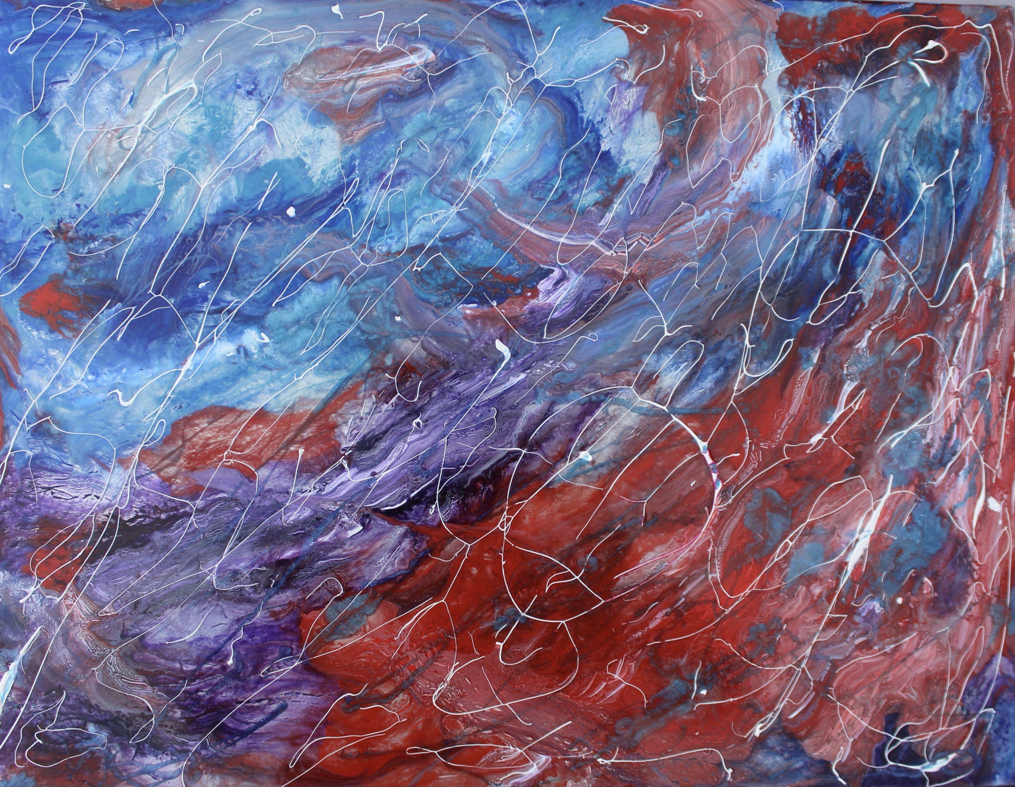 Feuer und Wasser, Malerei, Acryl auf Metall