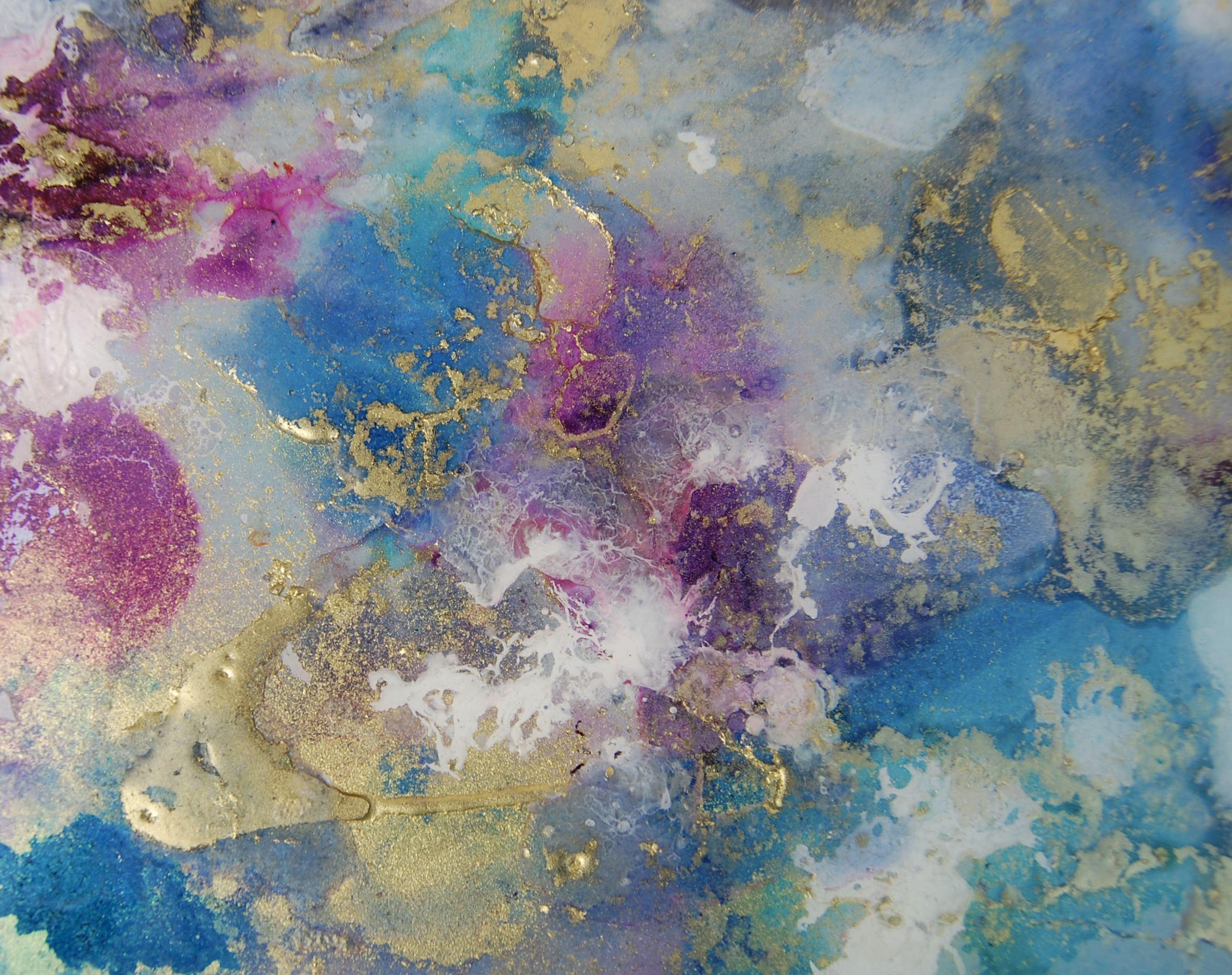 Il tesoro di Nettuno, Pittura, Acrilico su metallo - Painting Astratto di Rachel McCullock
