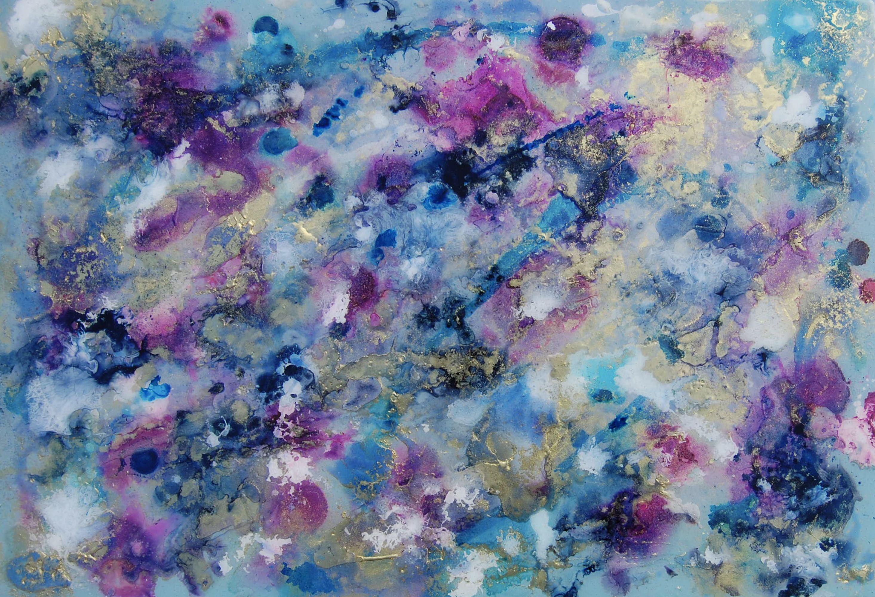 Abstract Painting di Rachel McCullock - Il tesoro di Nettuno, Pittura, Acrilico su metallo