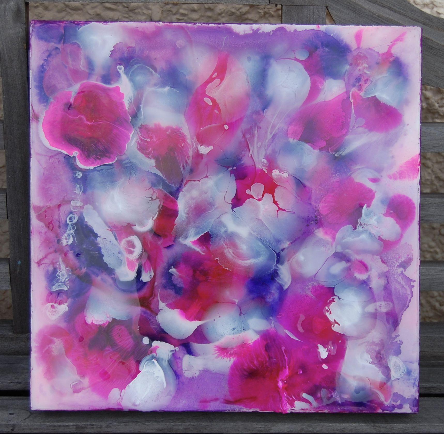 Sea Anenomes II, Painting, Acrylic on Canvas - Purple Abstract Painting by Rachel McCullock
