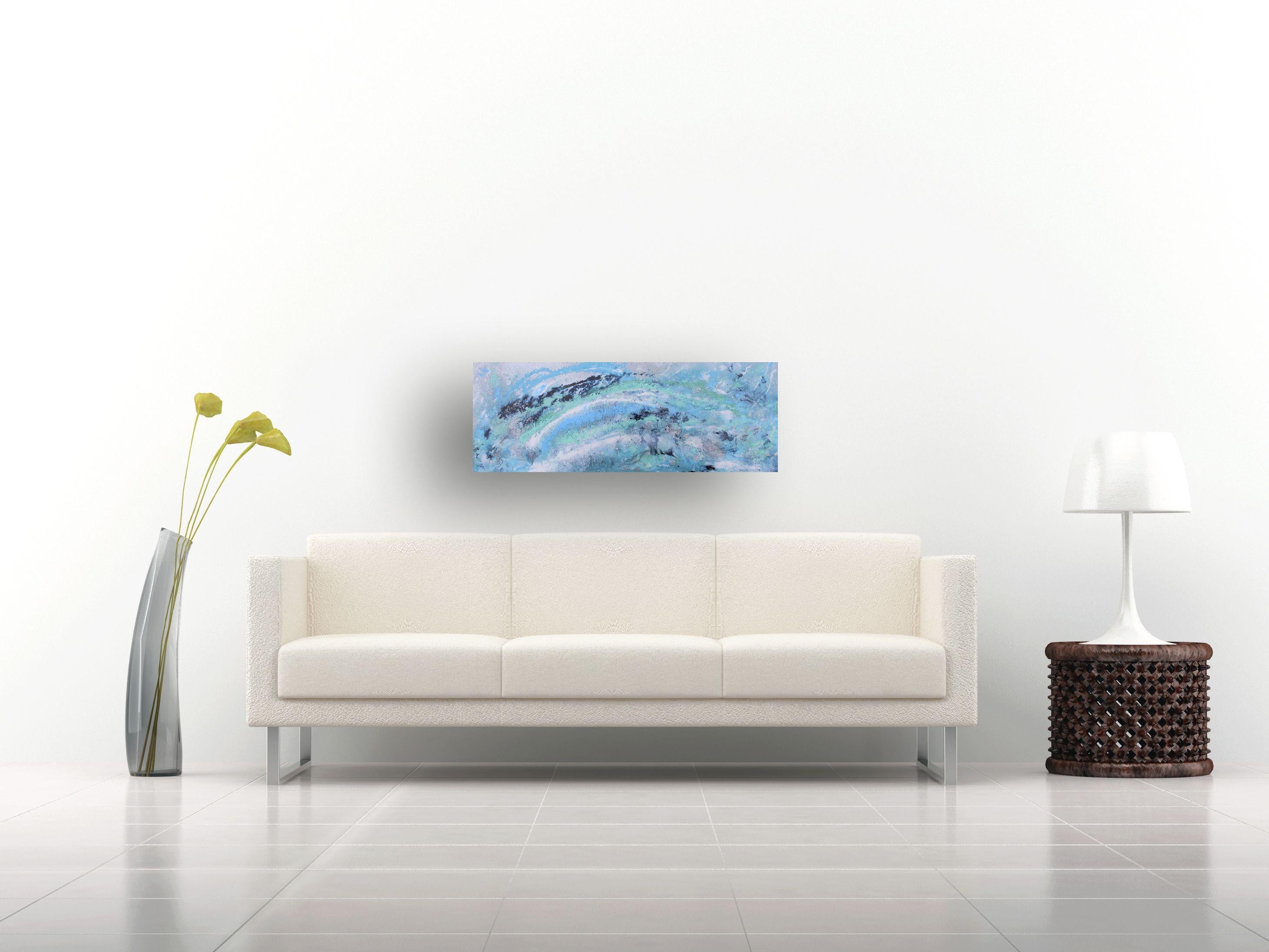 Seaspray, Painting, Acrylic on Metal - Blue Abstract Painting by Rachel McCullock