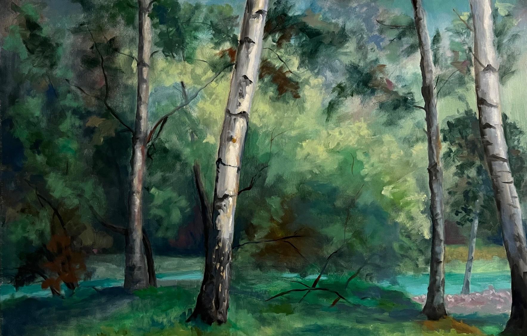 Rachel Newman Landscape Painting - A Birch Forest
