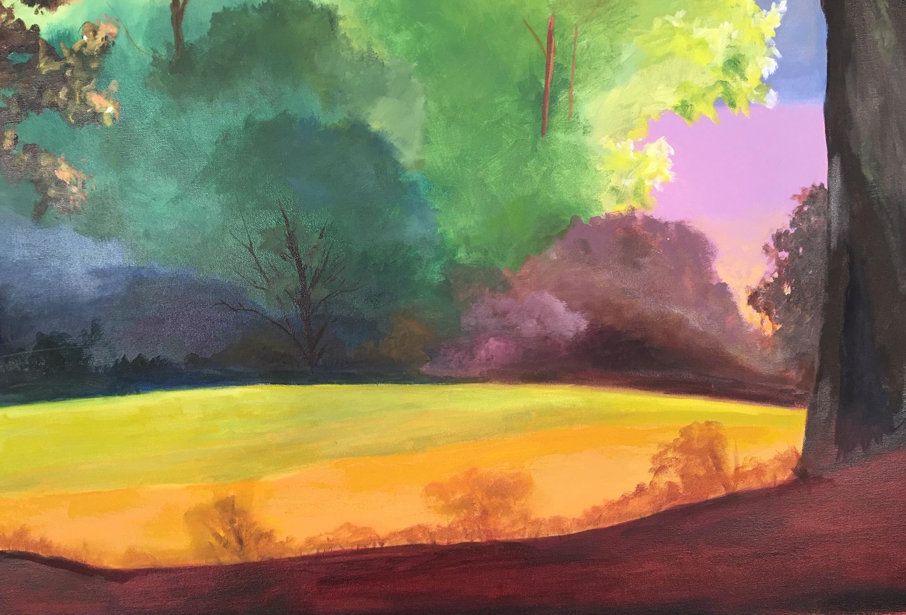 Early Spring in a Tuscan Forest - Contemporary Painting by Rachel Newman