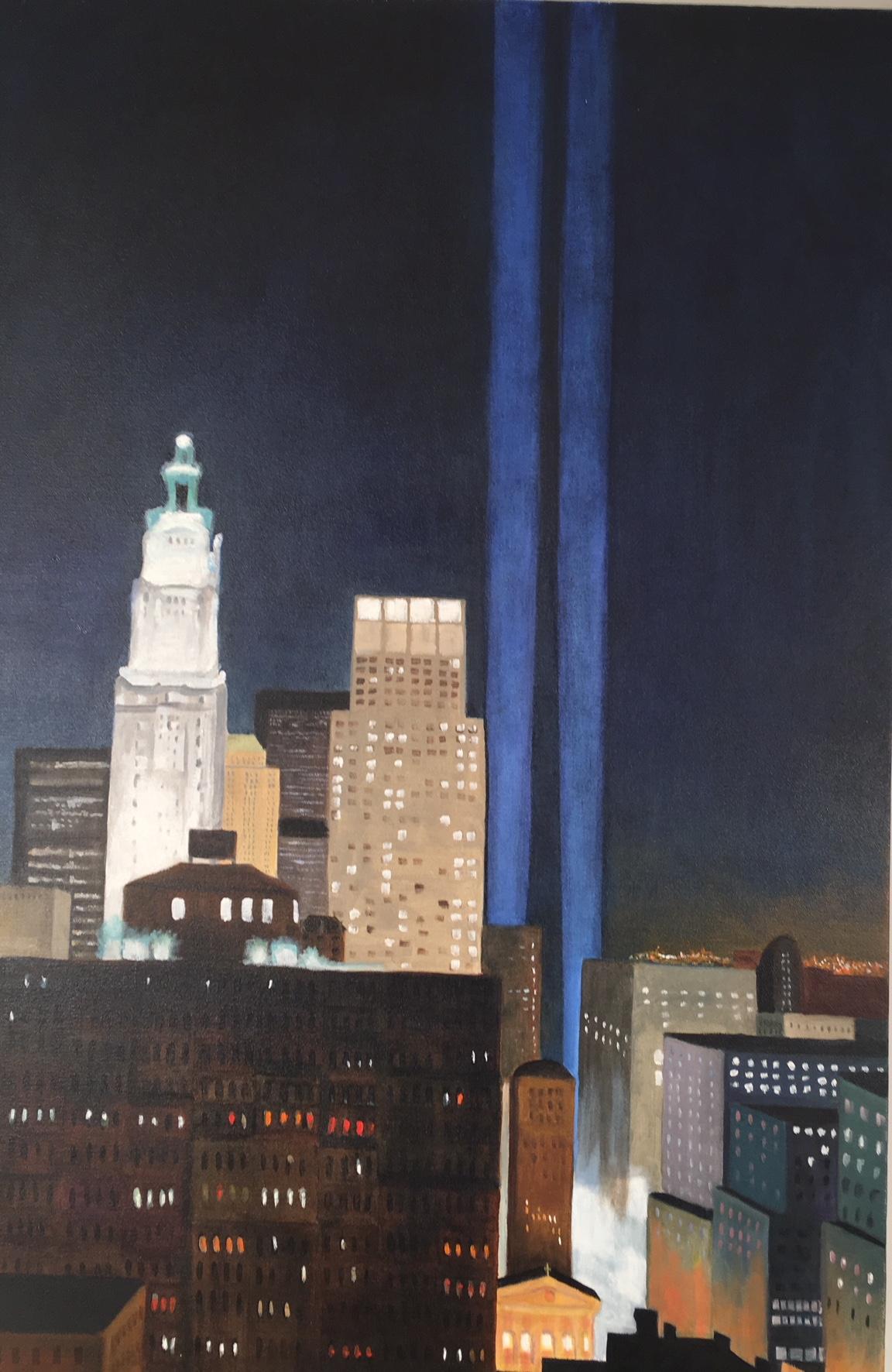 Rachel Newman Landscape Painting - Remembering 9/11 New York City