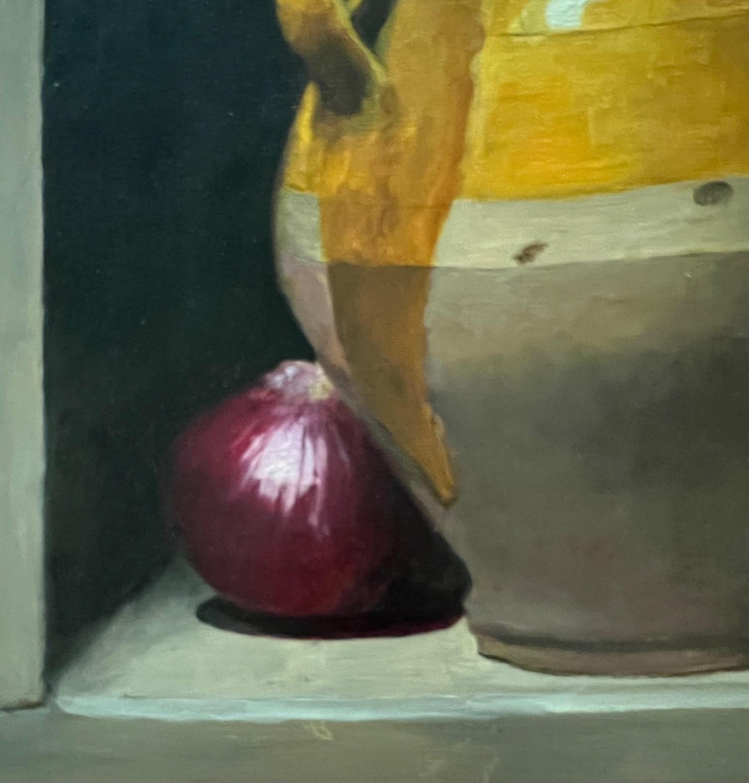 Still-life with Confite Pot and Preserves - Painting by Rachel Newman
