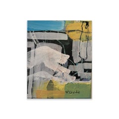 Blueprint Blue de Rachel Ovadia, peinture abstraite technique mixte sur toile