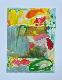 Glimmering Sunrise by Rachel Ovadia Abstract Mixed Medium Painting on Paper