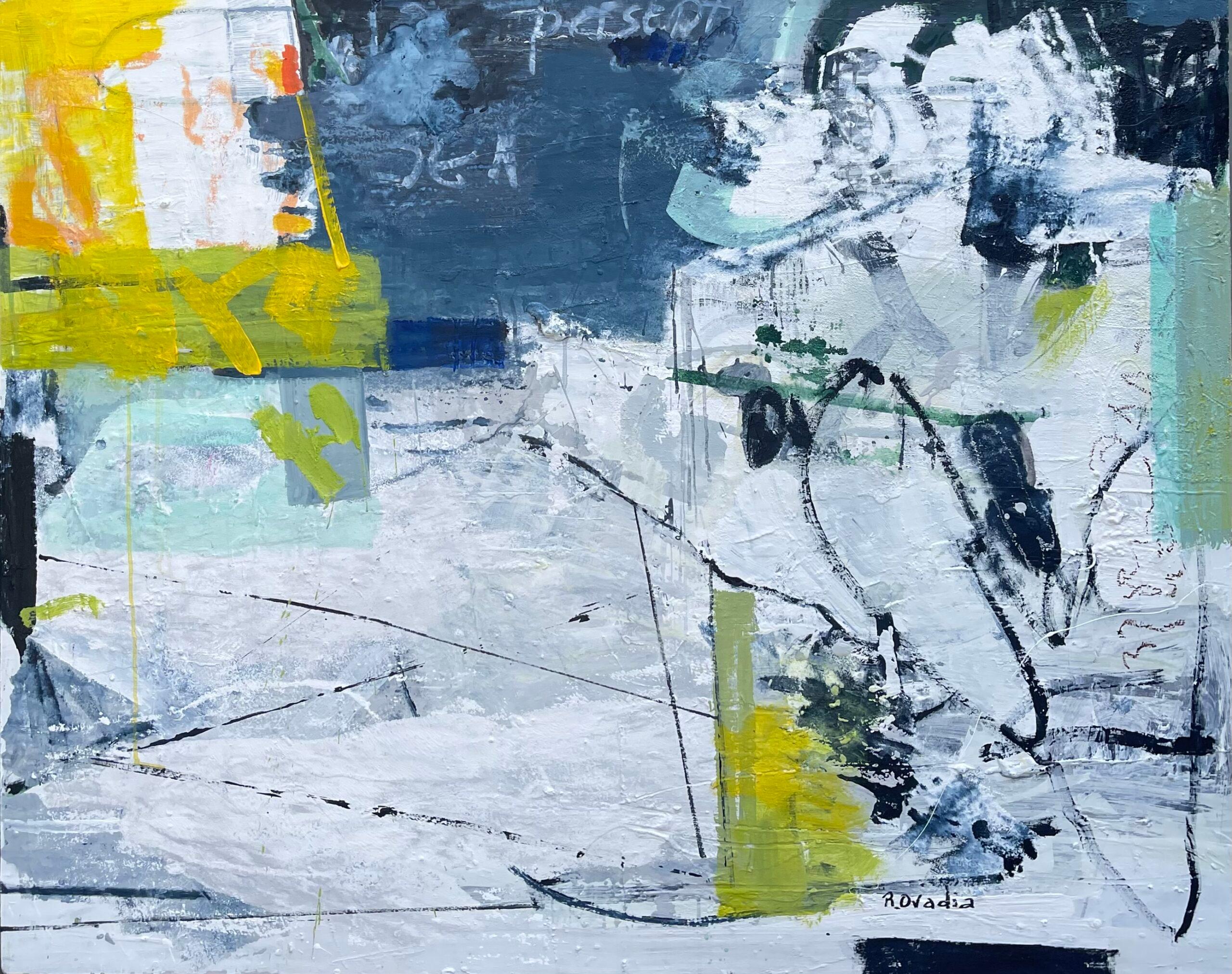 Mare Bianco by Rachel Ovadia, Abstract Mixed Medium Painting on Panel For Sale 1