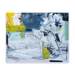 Peinture abstraite mixte sur panneau Mare Bianco de Rachel Ovadia
