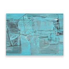 Numéroté Fusion par Rachel Ovadia, peinture abstraite et mixte sur toile bleue