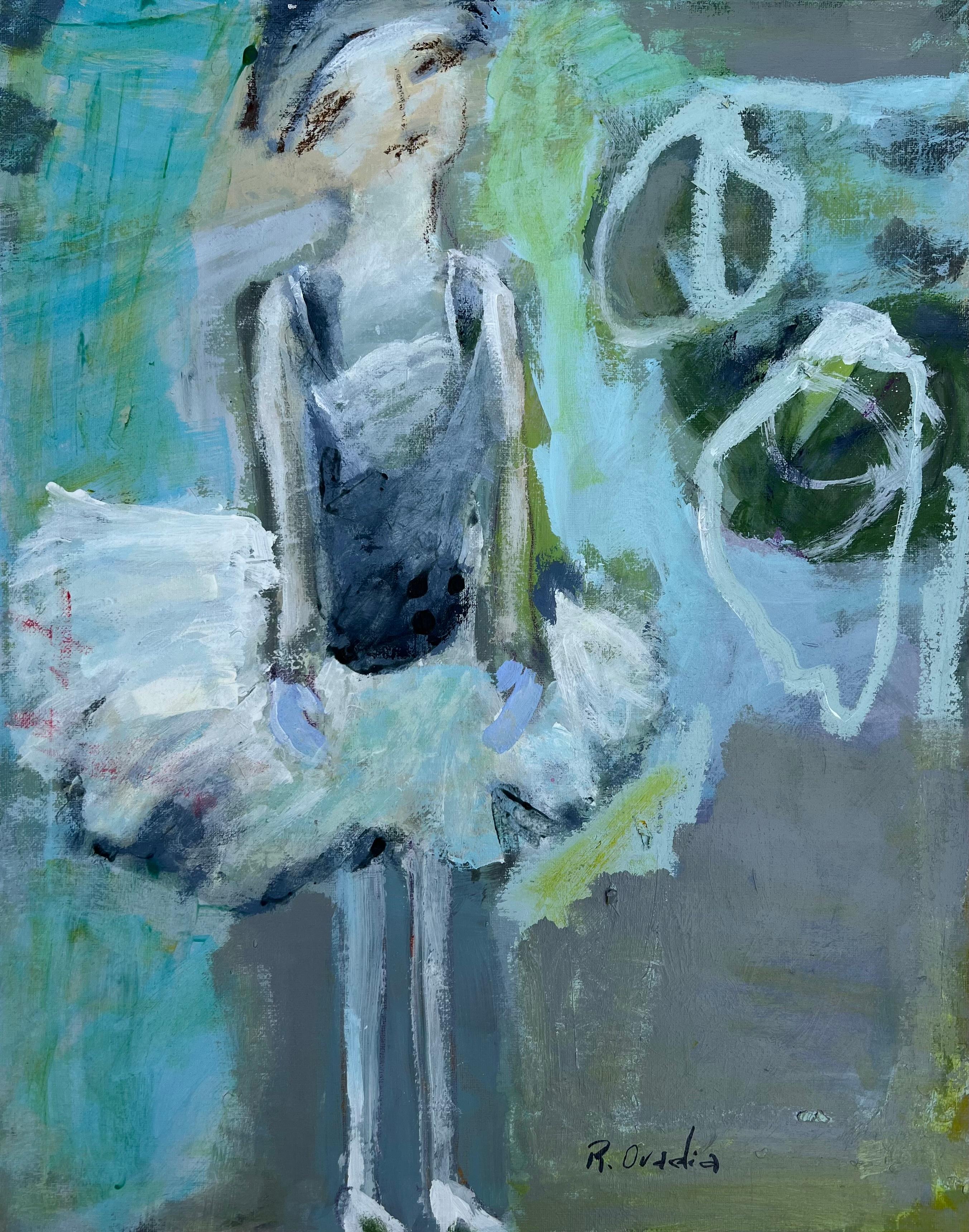 Premiere by Rachel Ovadia, Ballet Series Mixed Medium Painting on Canvas For Sale 1