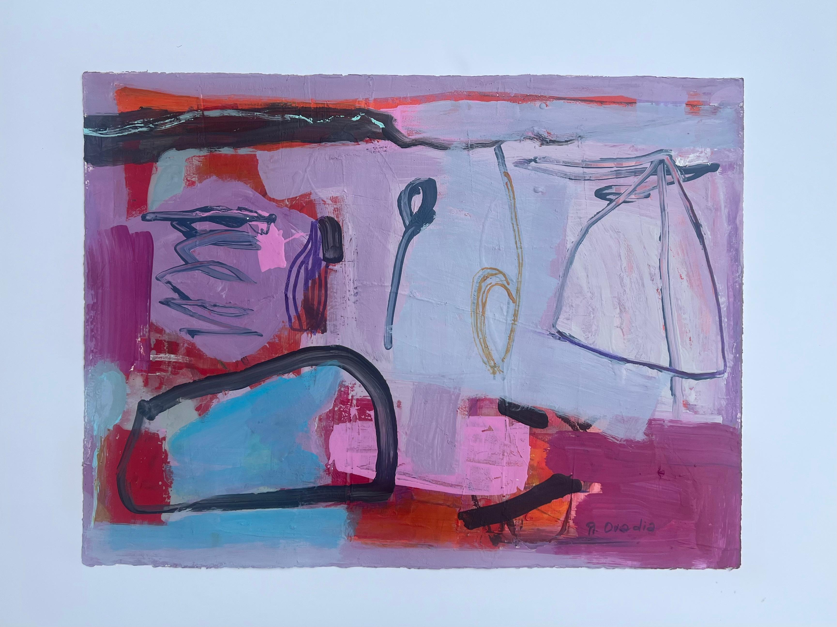 Serenata Musa de Rachel Ovadia, Pintura abstracta en técnica mixta sobre papel en venta 1