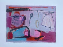 Serenade Muse von Rachel Ovadia, Modernes abstraktes Mischtechnik-Gemälde auf Papier