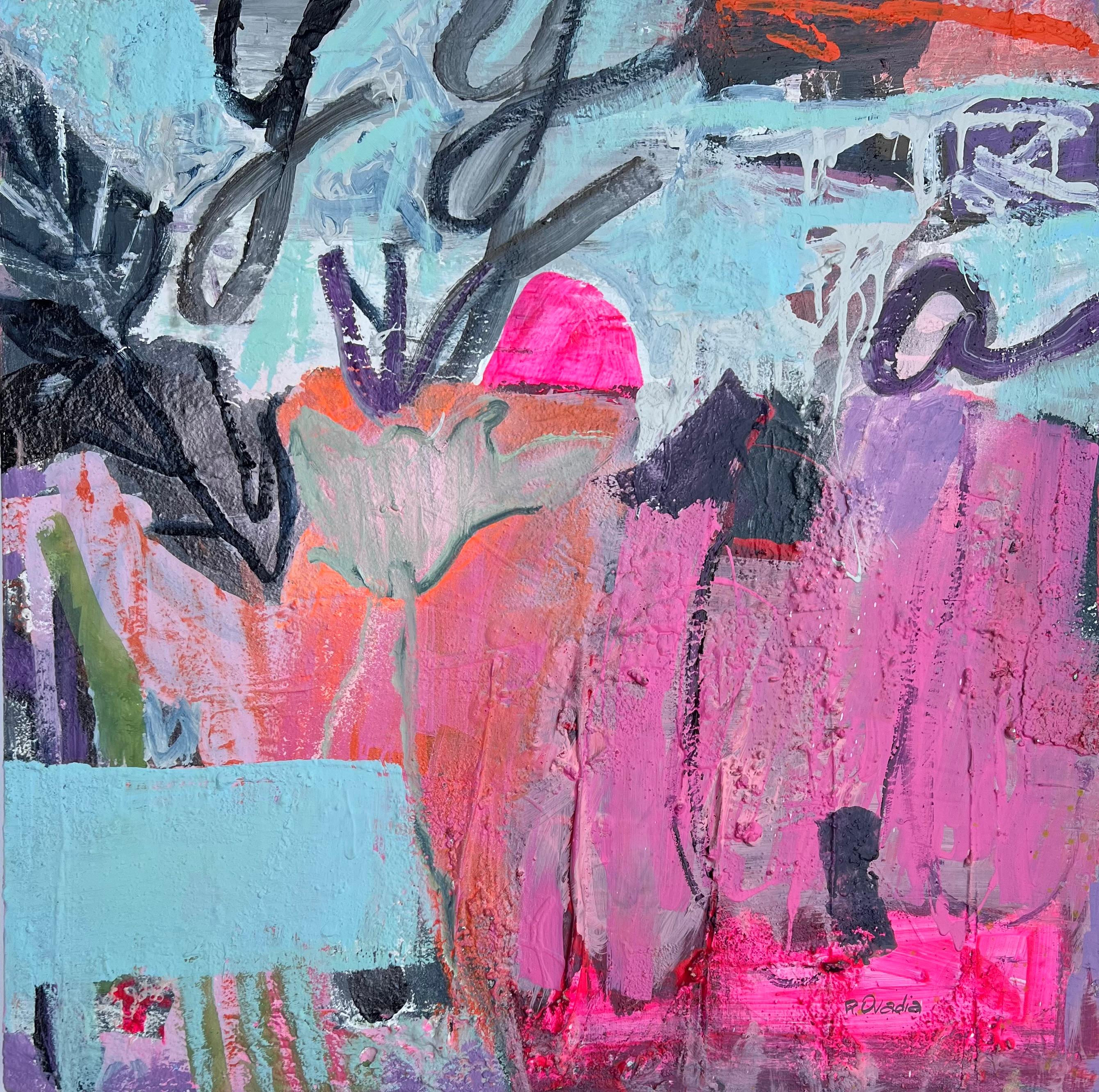 Stemfield by Rachel Ovadia, Abstract Mixed Medium Painting on Canvas For Sale 1