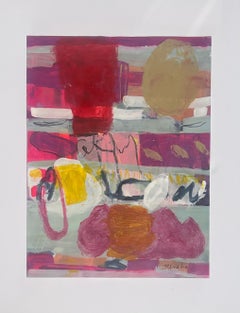 Vintage Hut von Rachel Ovadia, Modernes abstraktes Gemälde mit gemischtem Medium auf Papier