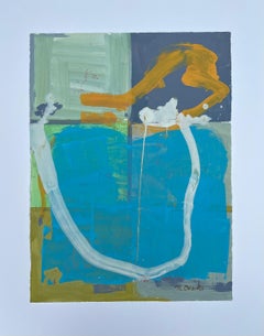 Wind Chimes 1 by Rachel Ovadia, Abstract Modern Mixed Medium Painting on Paper