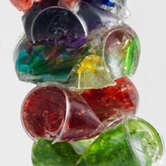 5 Pack on a Roman Rock, 2017, Broken glass cast in resin with steel, 11 x 5 x 5"