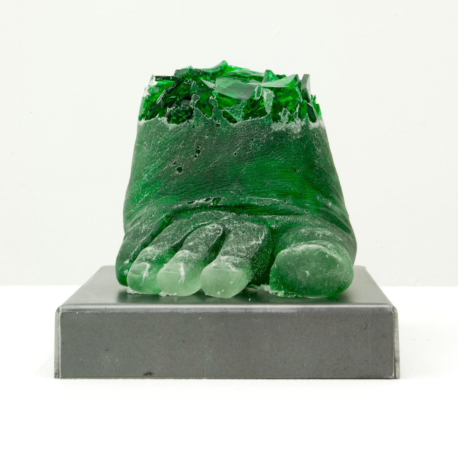 Rachel Owens, Footwear (Green Heel), 2015, Broken glass cast in resin with steel For Sale 1