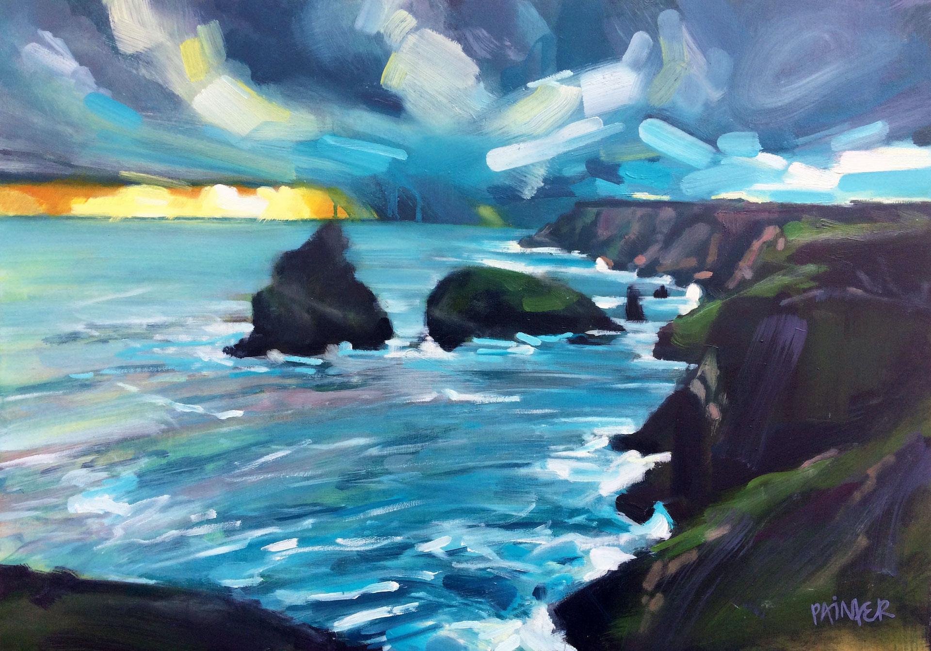 Même de l'autre côté de la mer, peinture originale de paysage marin, art réaliste