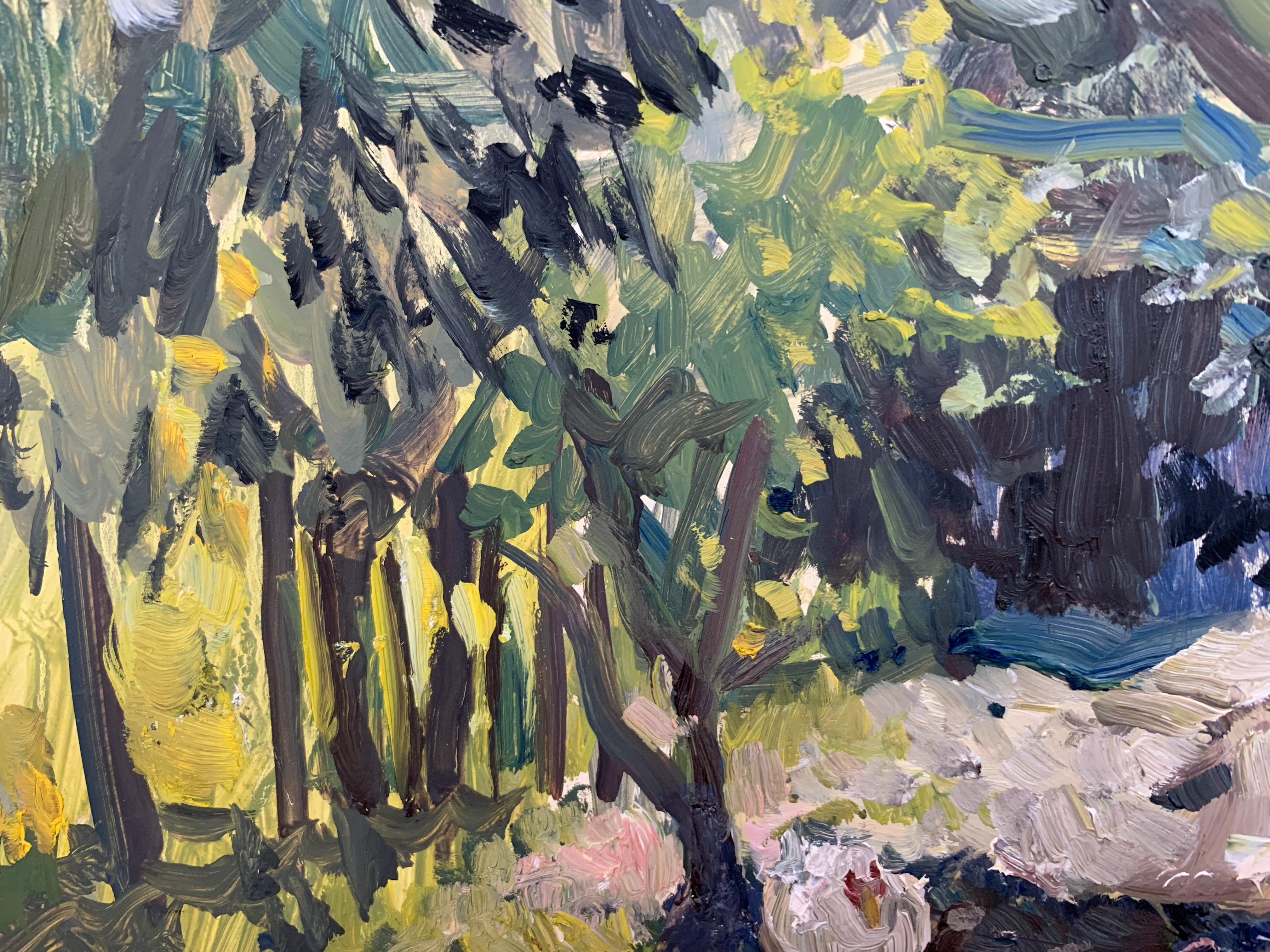 Duck Buckets - Brown Landscape Painting by Rachel Personett