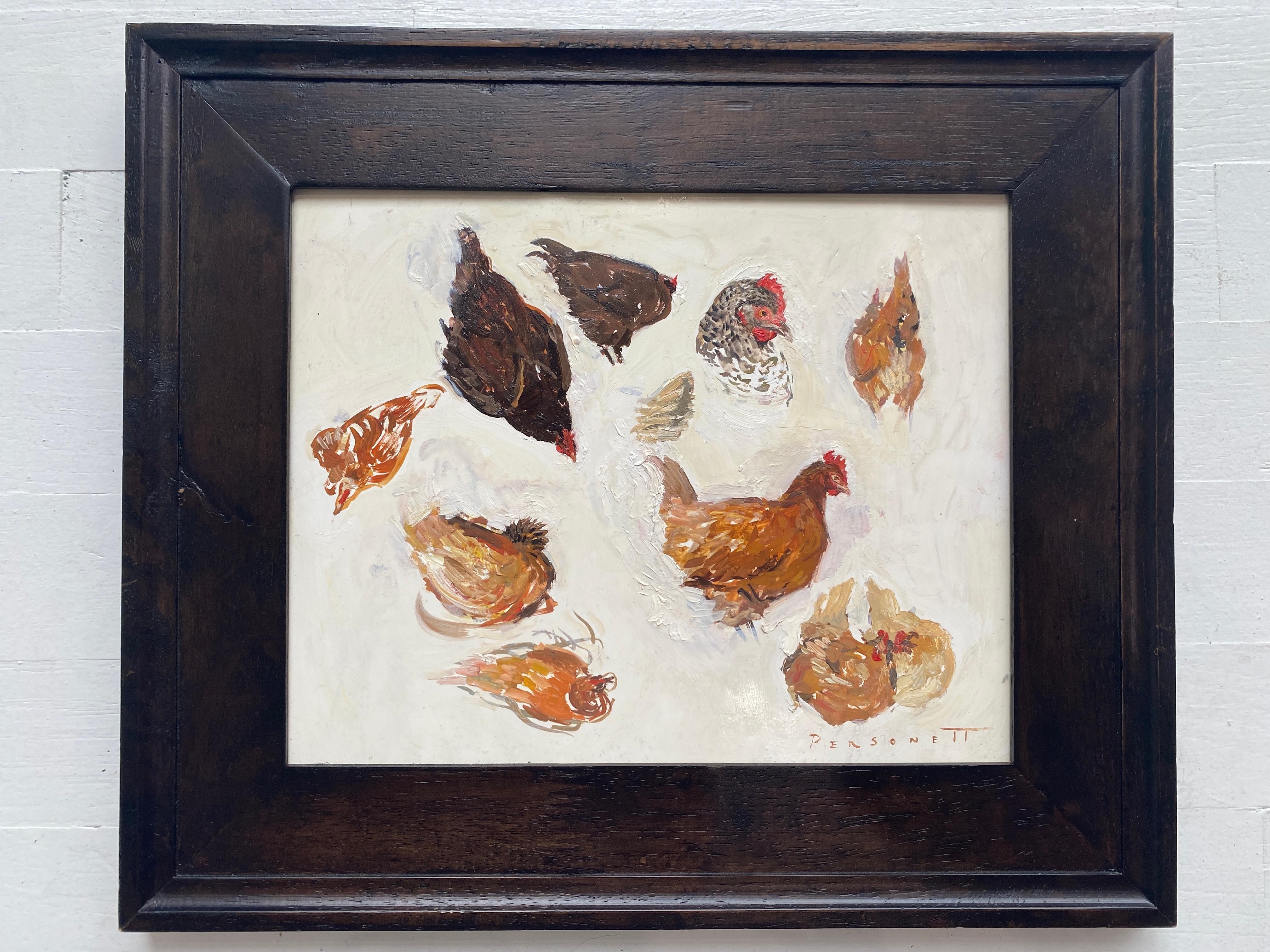 Hen Sketches - Painting by Rachel Personett