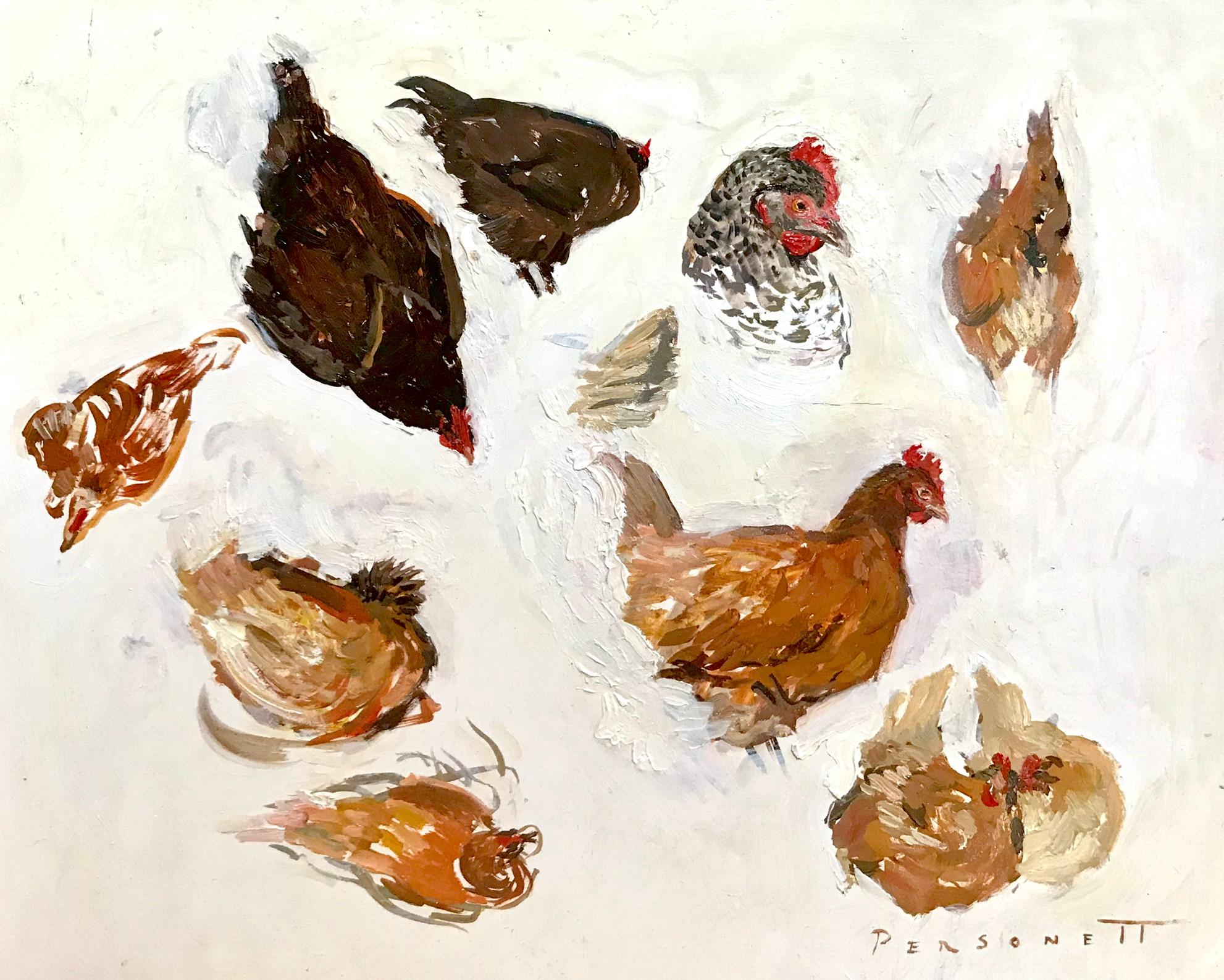 Rachel Personett Animal Painting - Hen Sketches