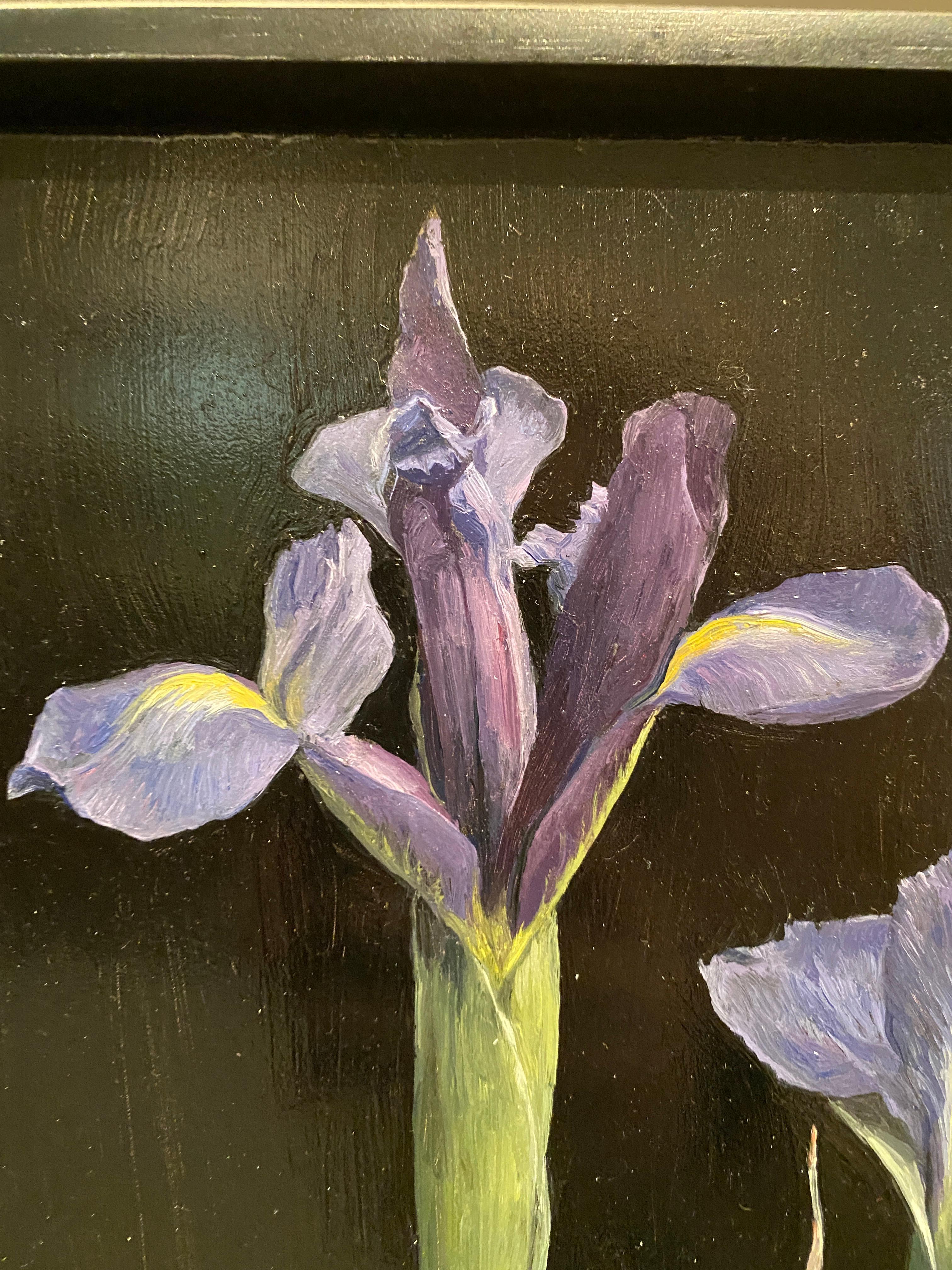 Irises - American Realist Painting by Rachel Personett