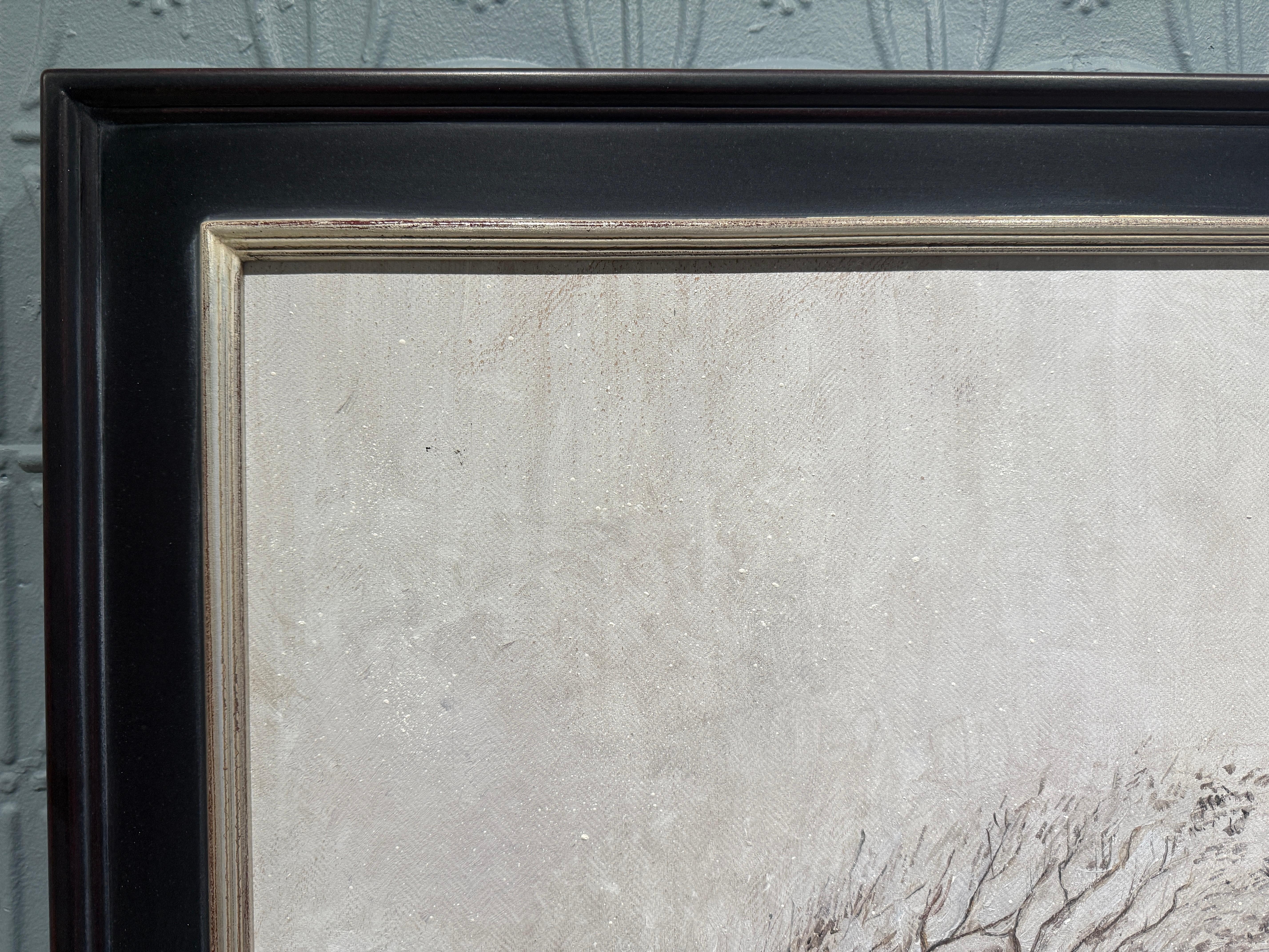 Peinture à l'huile réaliste de l'hiver norvégien, paysage et arbres recouverts de neige épaisse en vente 7