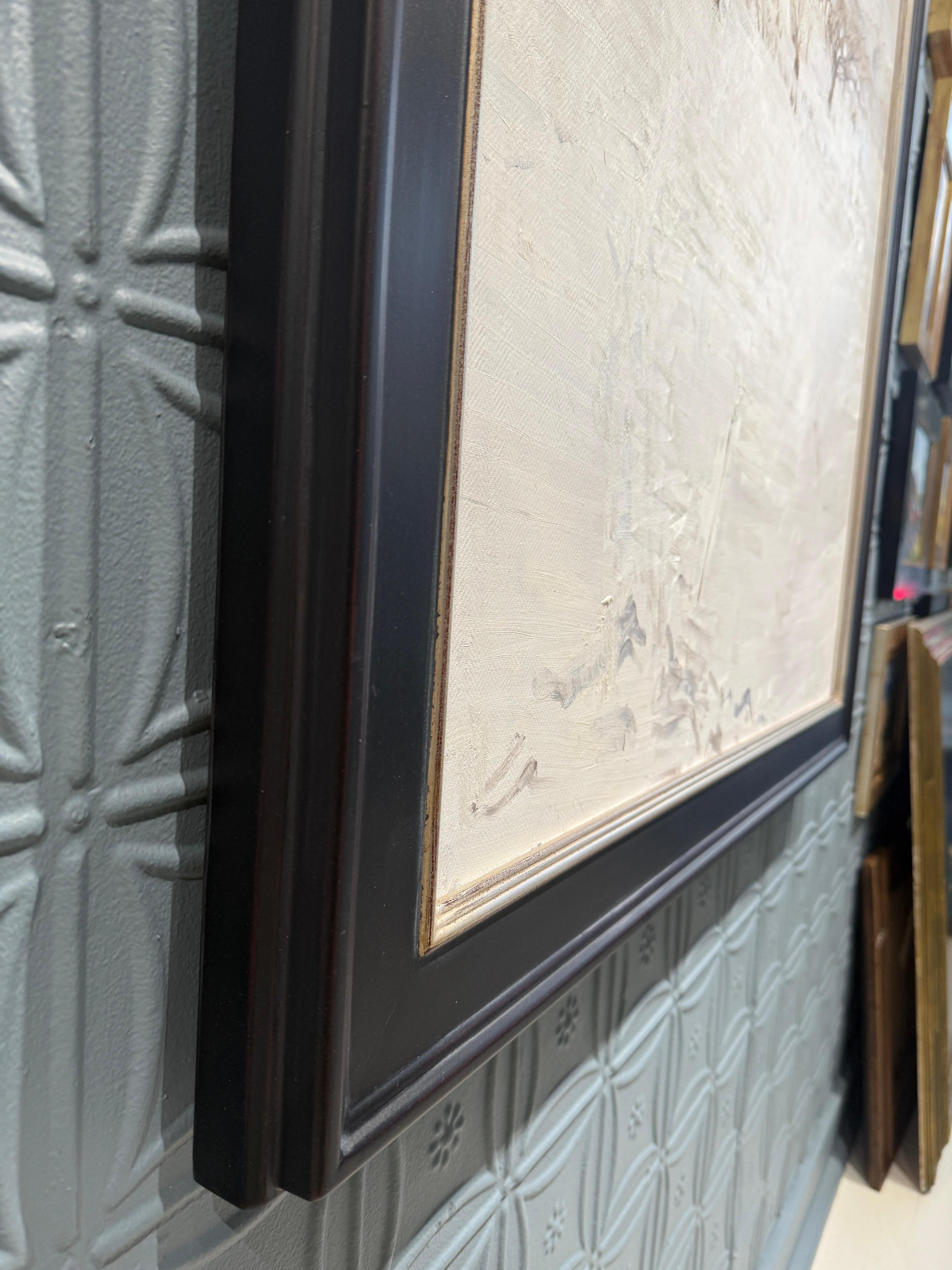 Peinture à l'huile réaliste de l'hiver norvégien, paysage et arbres recouverts de neige épaisse en vente 13