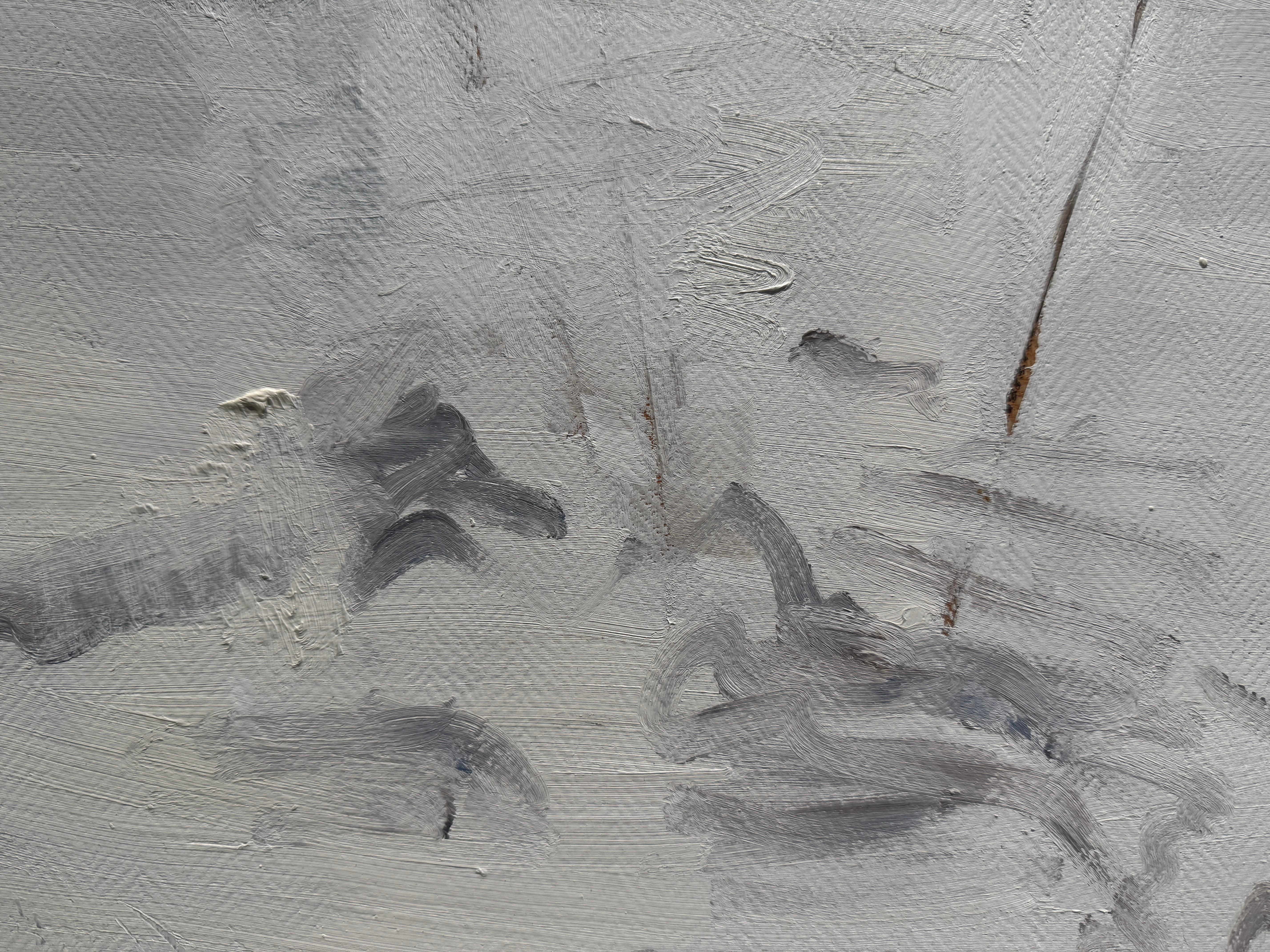 Peinture à l'huile réaliste de l'hiver norvégien, paysage et arbres recouverts de neige épaisse en vente 2