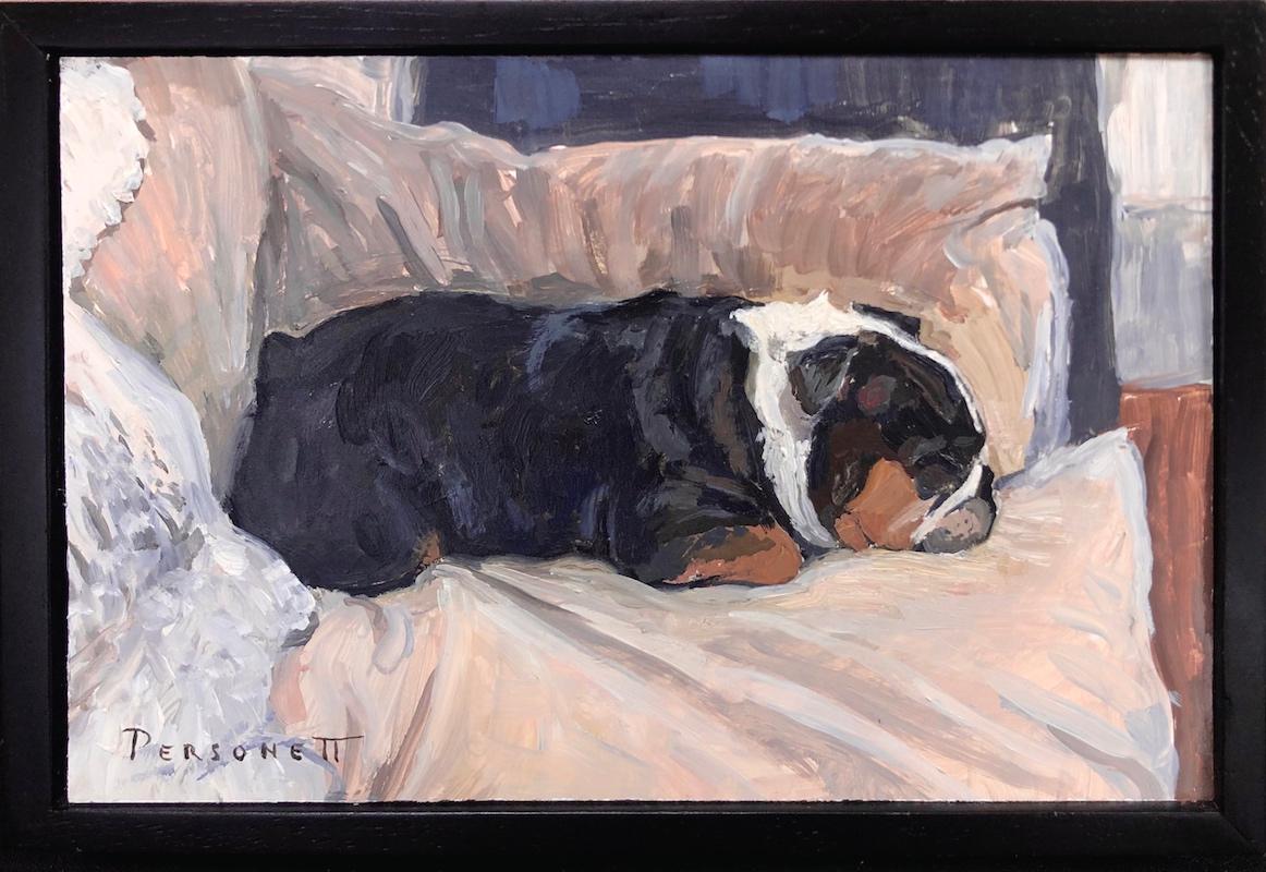 Rachel Personett Animal Painting - Peanut the Bulldog
