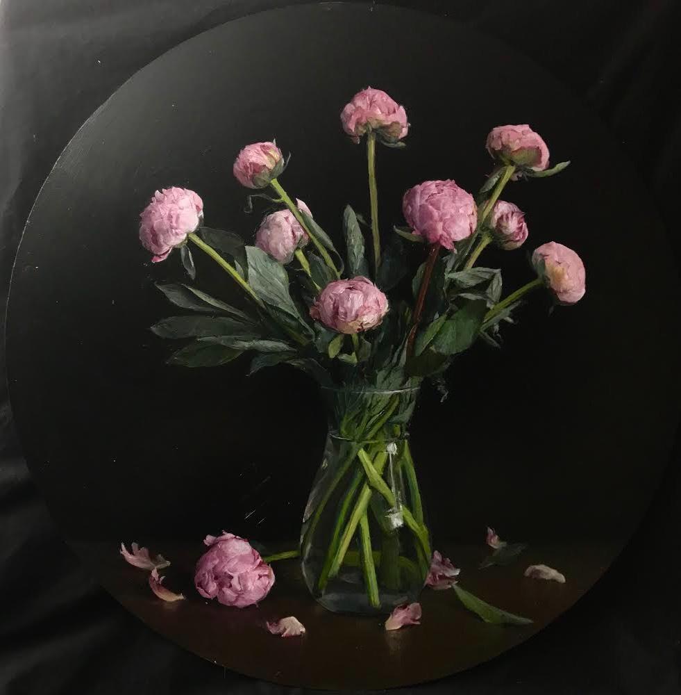 Pink Peonies - Painting by Rachel Personett