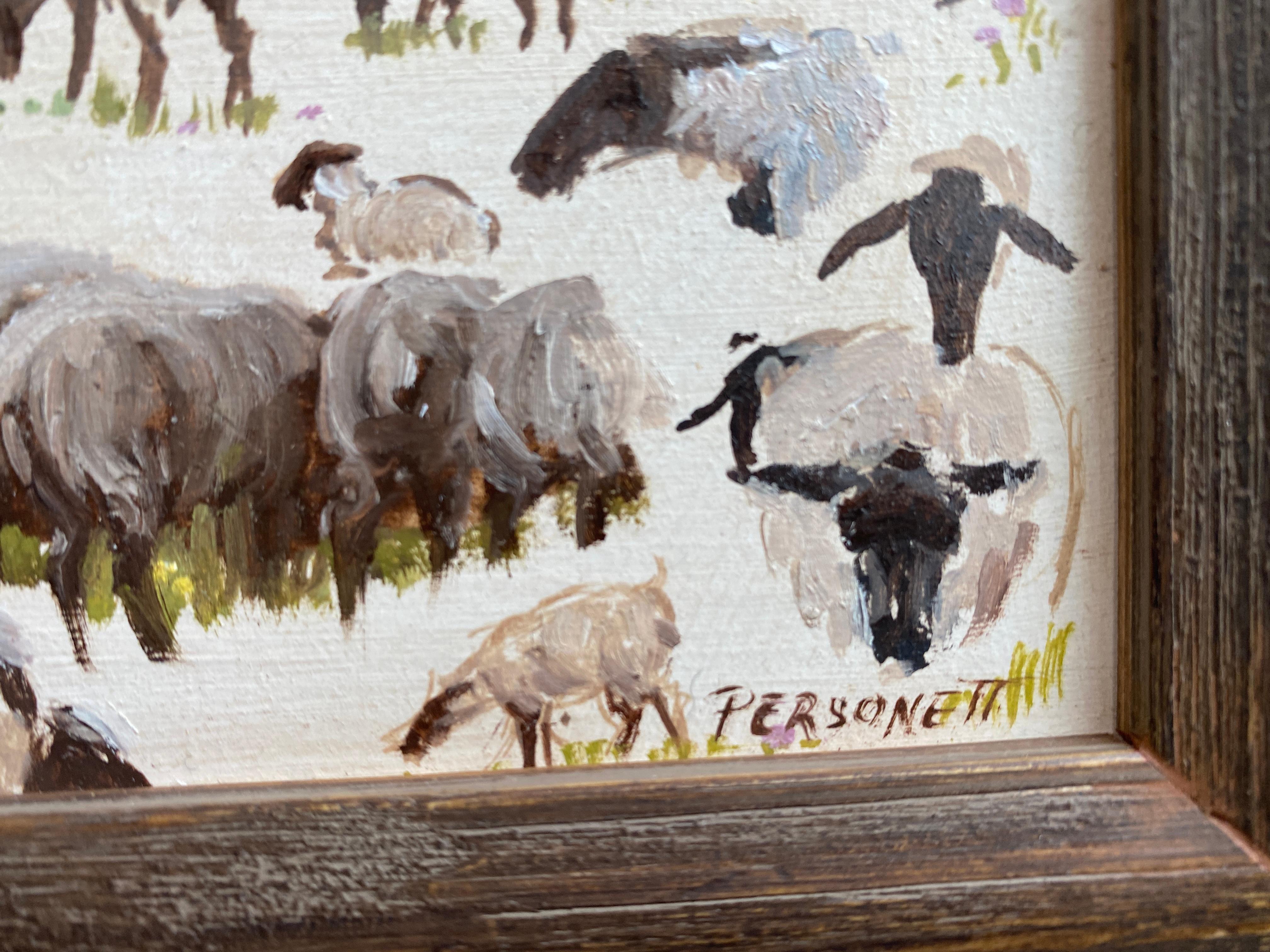 Sheep Studies - American Realist Painting by Rachel Personett