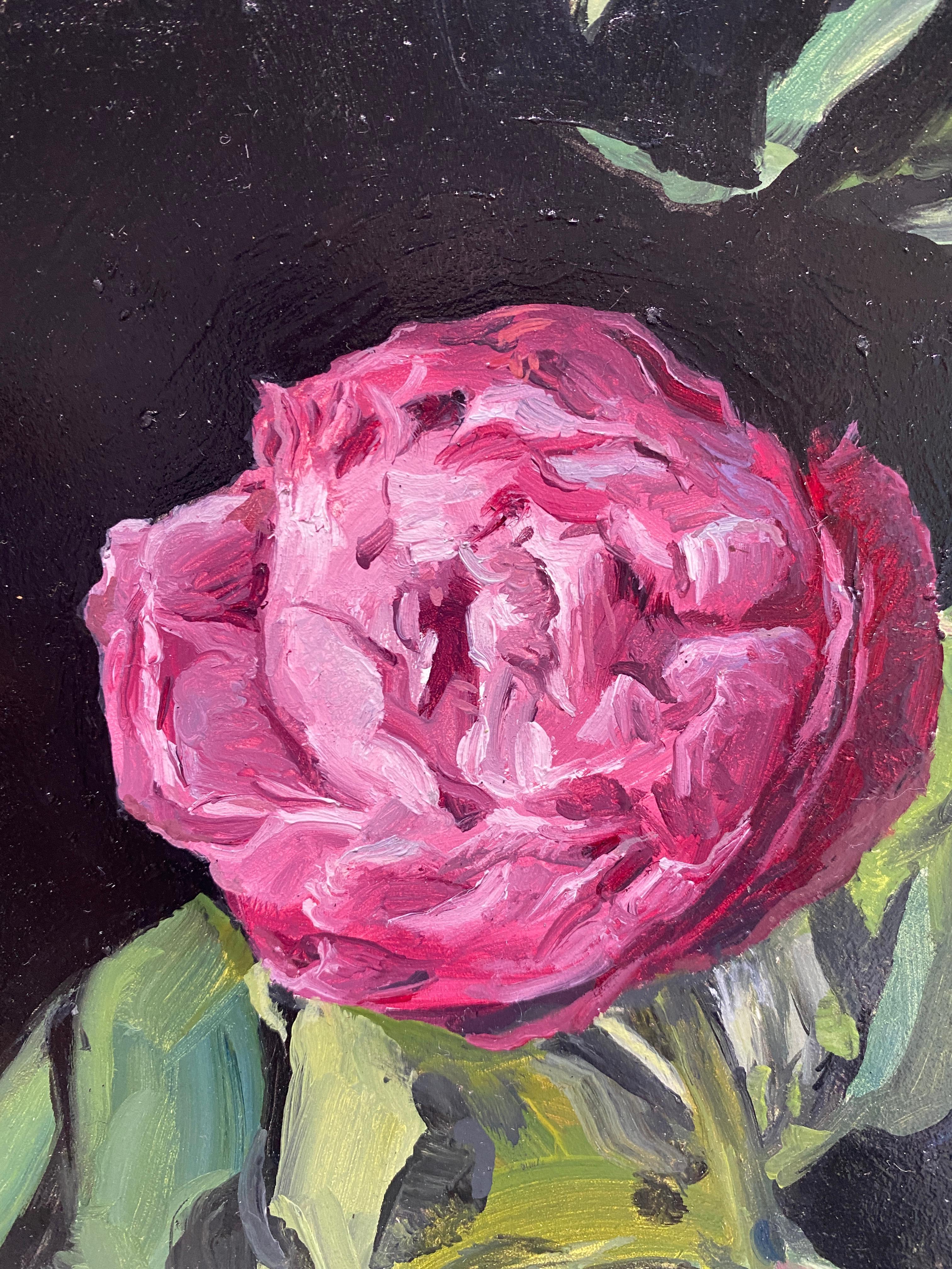 Single Peony - American Realist Painting by Rachel Personett