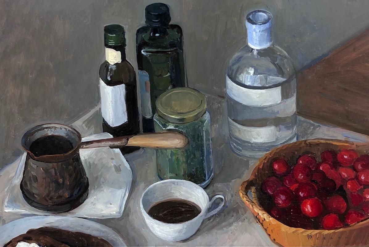 Rachel Personett Interior Painting - Turkish Coffee and Wild Cherries