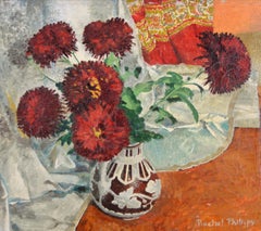 Flowers in Vase - Modern British Impressionist Woman Artist Still Life Painting