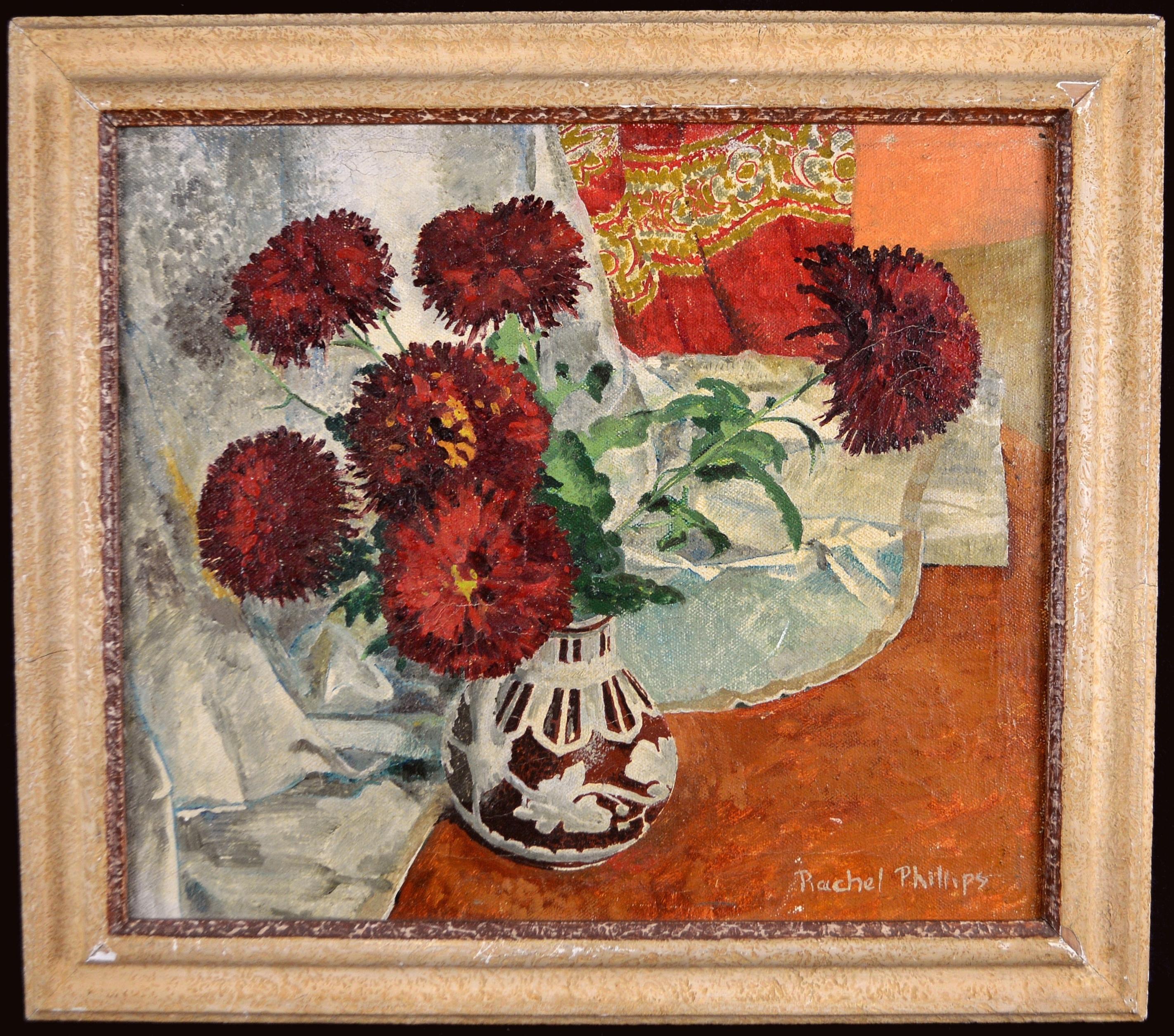 Rachel Phillips Still-Life Painting - Flowers in Vase - Modern British Impressionist Woman Artist Still Life Painting