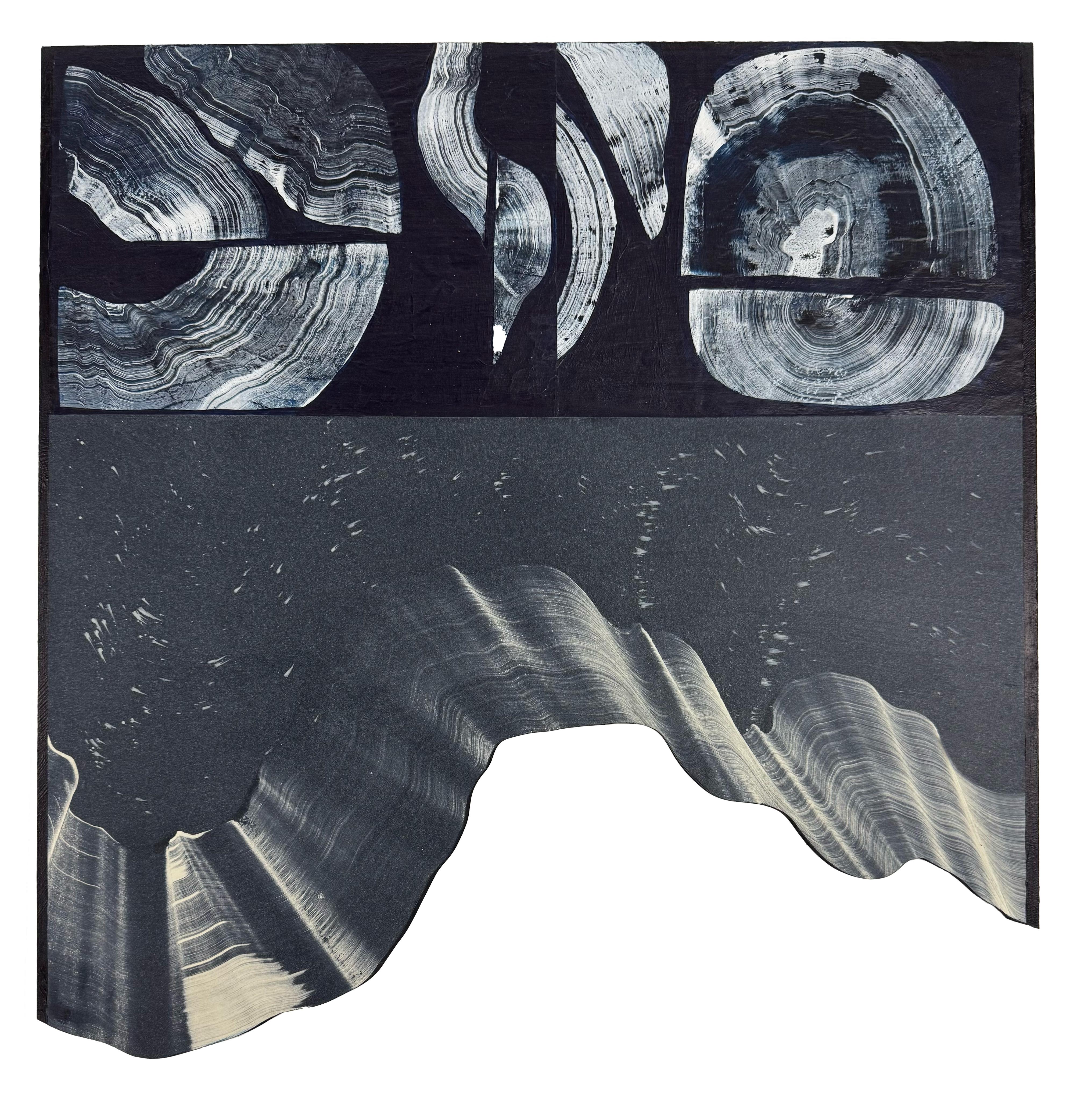 Black and White Contemporary Mixed Media Wall Sculpture Shaped Female Artist