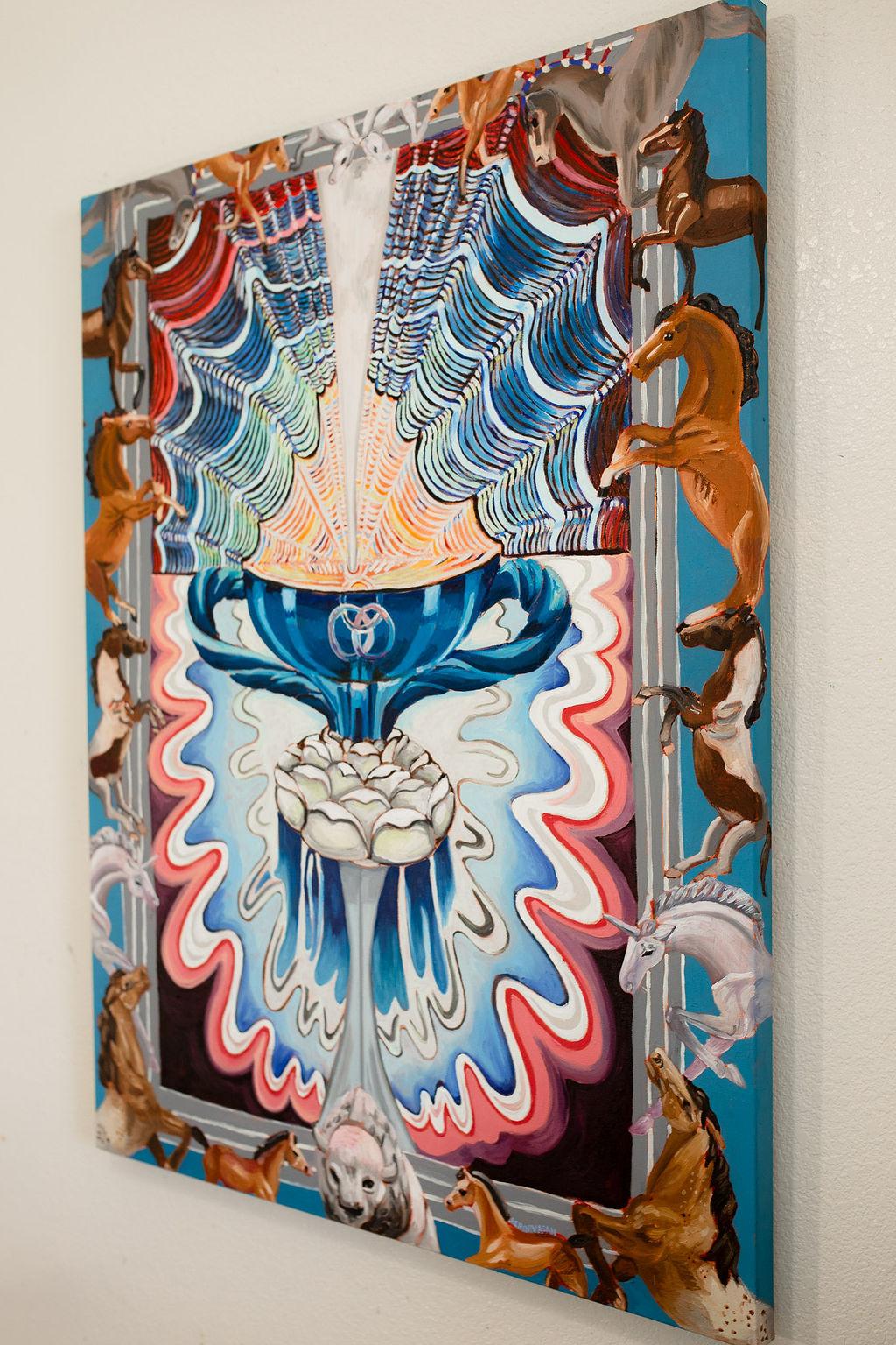 Ass der Kelche I, Ölgemälde – Painting von Rachel Srinivasan