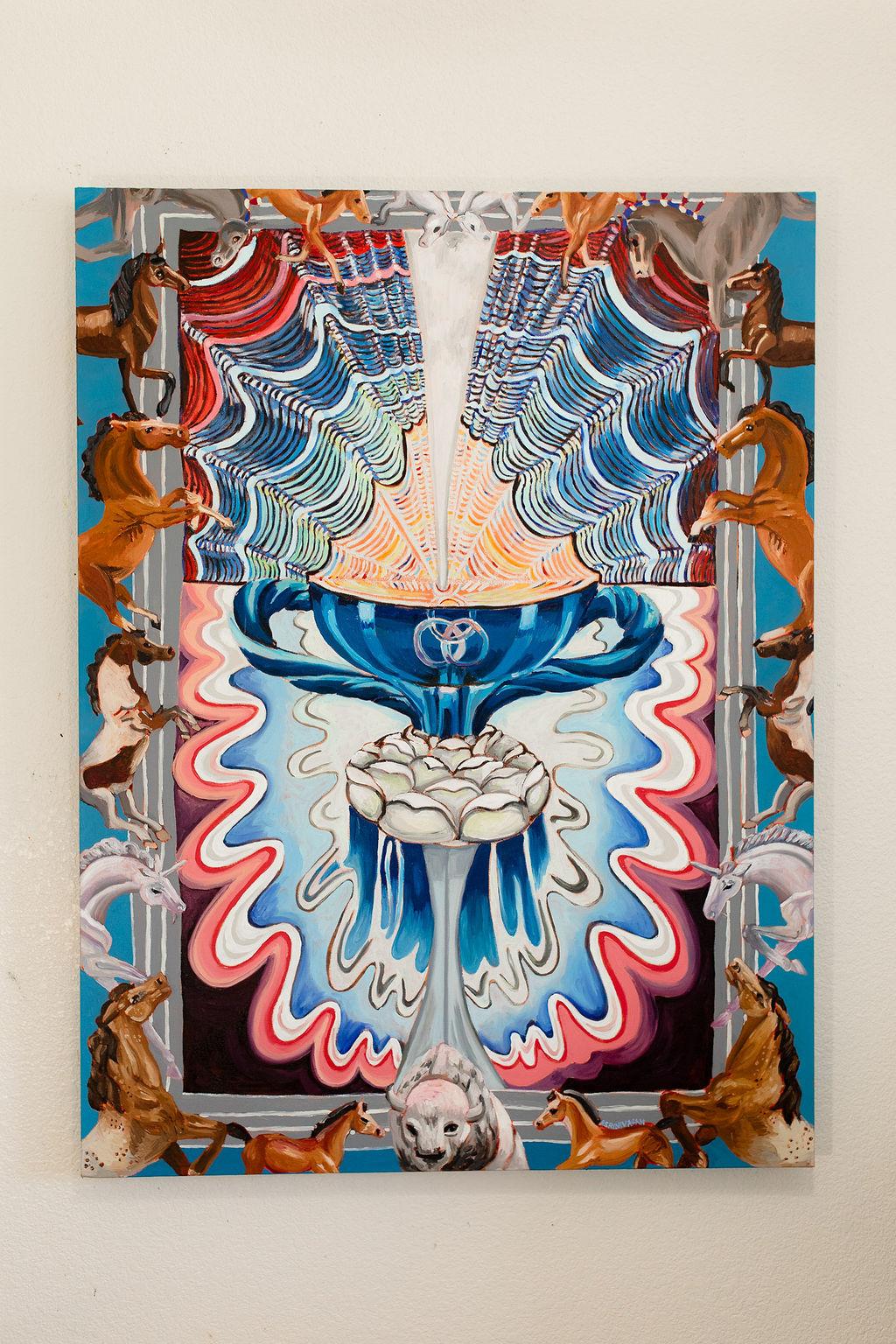 Ass der Kelche I, Ölgemälde (Surrealismus), Painting, von Rachel Srinivasan