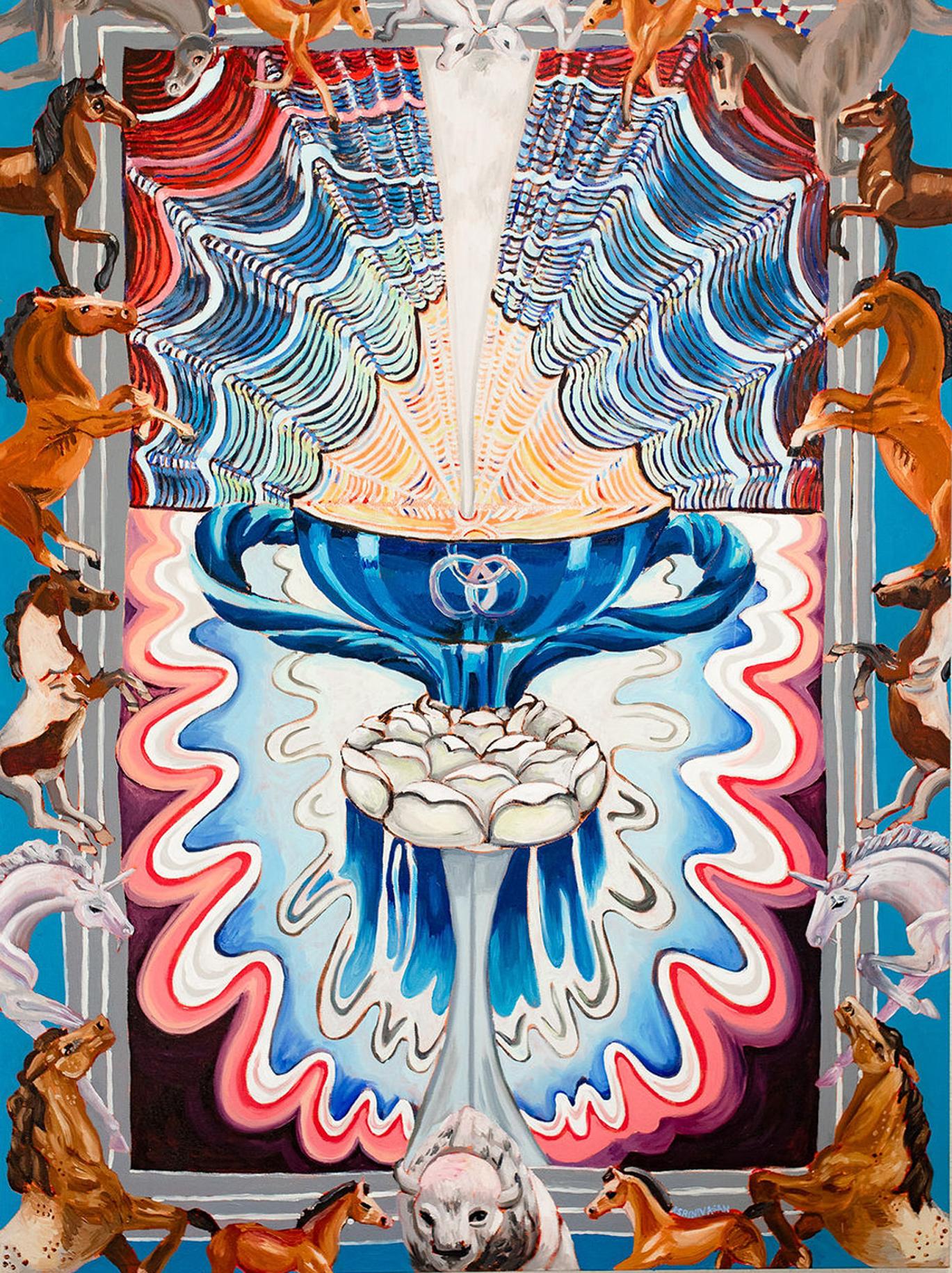 Rachel Srinivasan Animal Painting – Ass der Kelche I, Ölgemälde