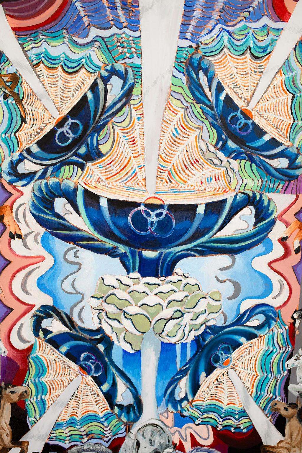 Fünf der Kelche, Ölgemälde (Grau), Animal Painting, von Rachel Srinivasan