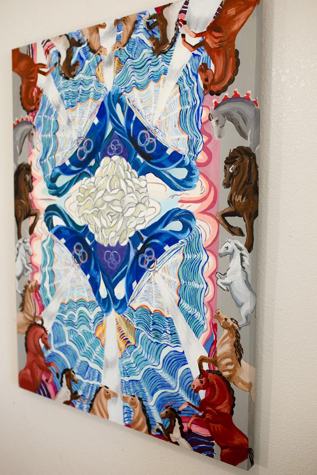 Vier der Kelche, Ölgemälde – Painting von Rachel Srinivasan